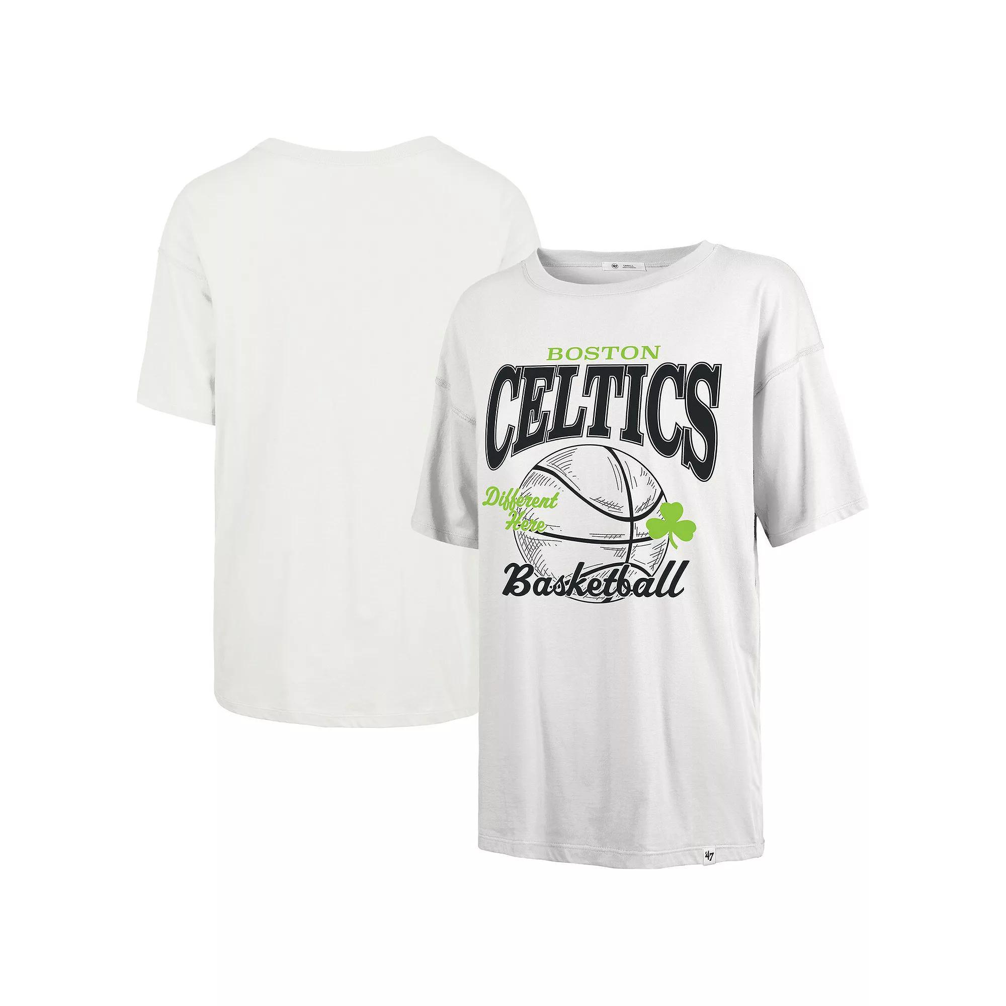 Women's '47 White Boston Celtics City Edition Down Court Sadie T-Shirt,  Product Image
