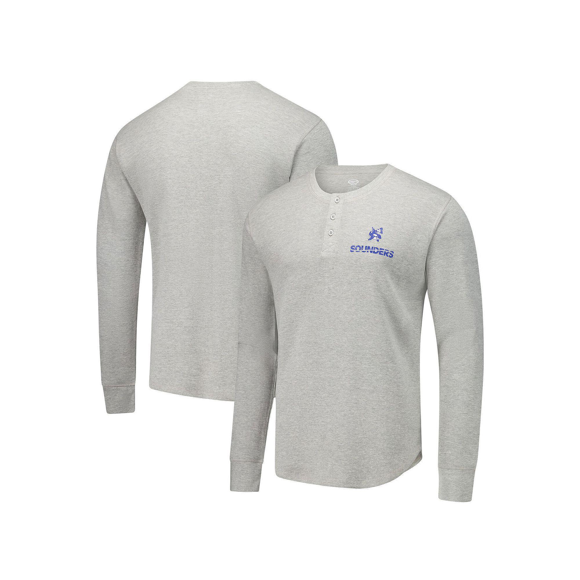 Men's Concepts Sport Gray Seattle Sounders FC Region Thermal Knit Henley Long Sleeve T-Shirt,  Product Image