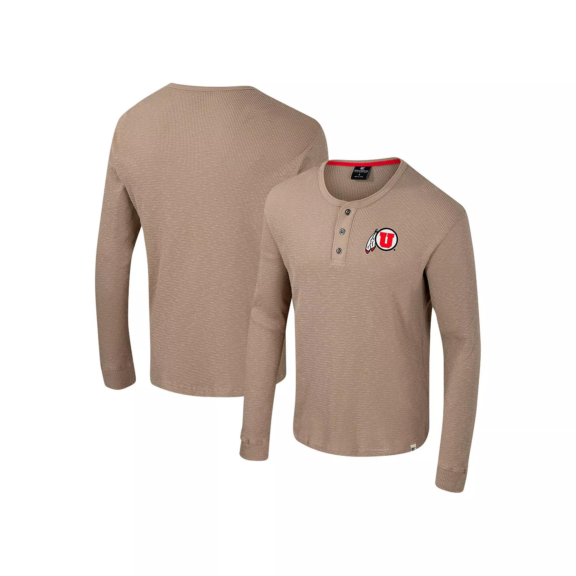Men's Colosseum  Tan Wisconsin Badgers Great Outdoors Henley Long Sleeve Shirt, Size: XL, Team Product Image