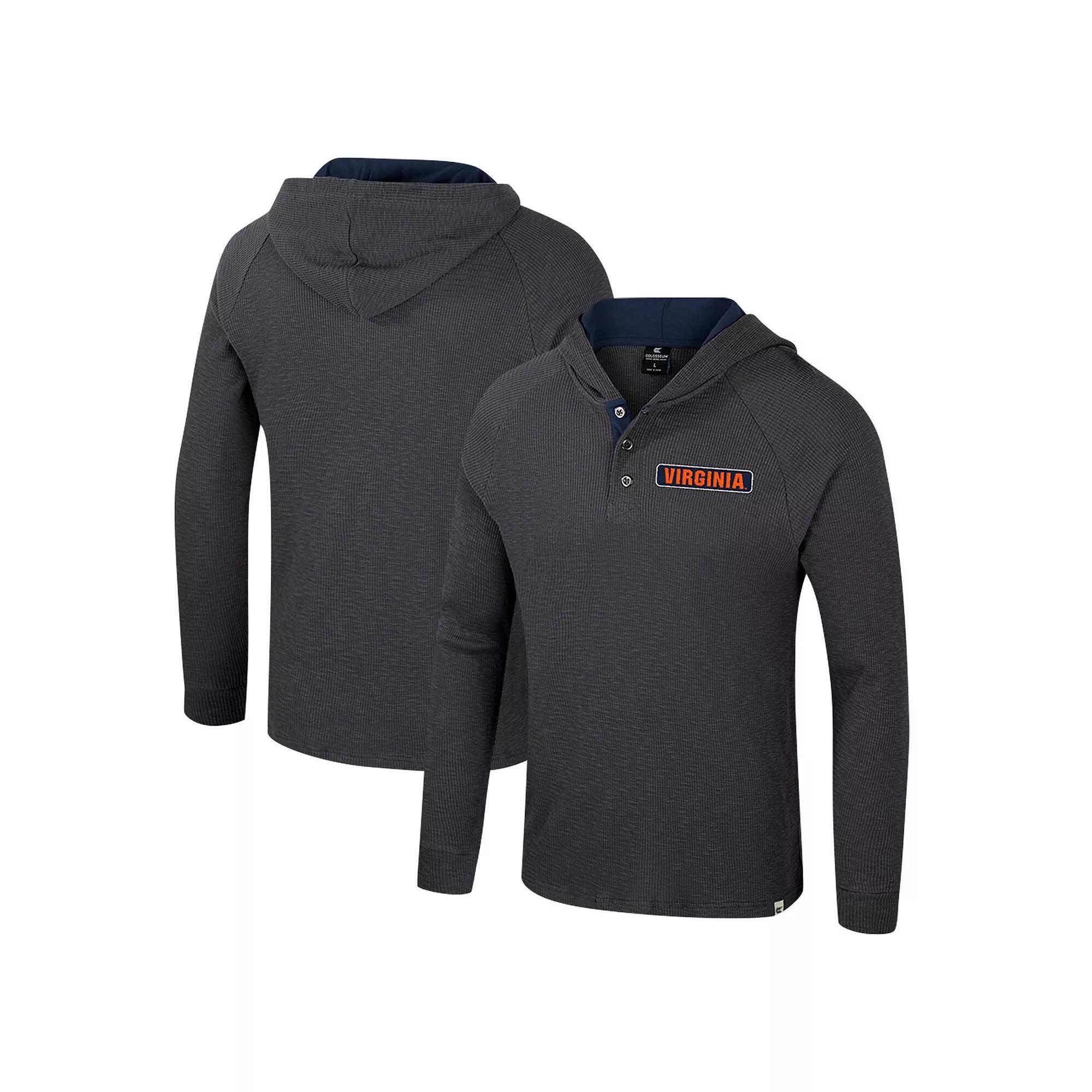 Men's Colosseum Charcoal Virginia Cavaliers Dujour Ralgan Long Sleeve Henley Hoodie T-Shirt,  Product Image