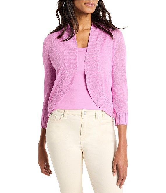NIC + ZOE Jersey Knit Ribbed Collar 3/4 Sleeve Bolero Cardigan Product Image