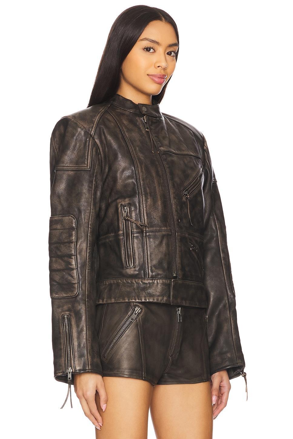 Lavinia Leather Racer Jacket h:ours Product Image