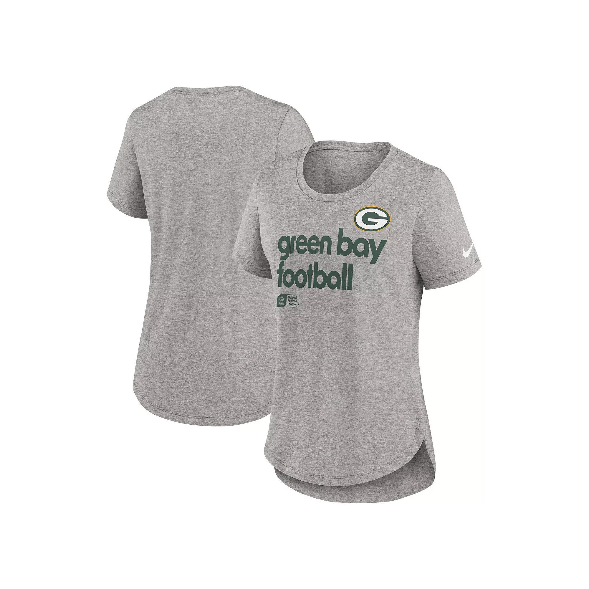 Women's Nike Heather Gray Green Bay Packers Fashion Tri-Blend T-Shirt,  Product Image