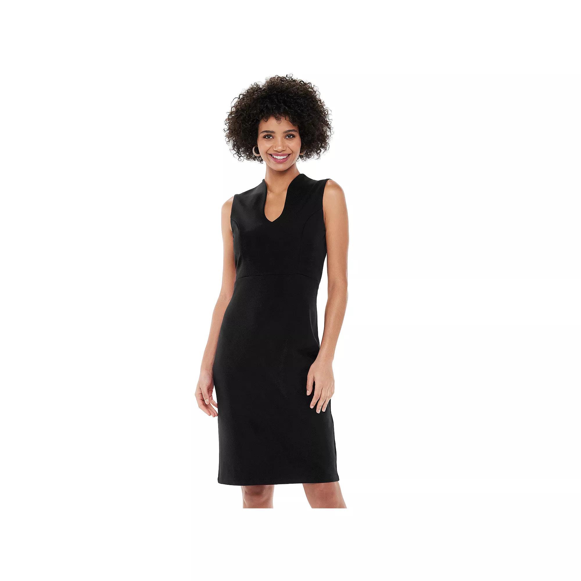 Women's Nina Leonard U-Neck Midi Sheath Dress, Size: Small, Black Product Image