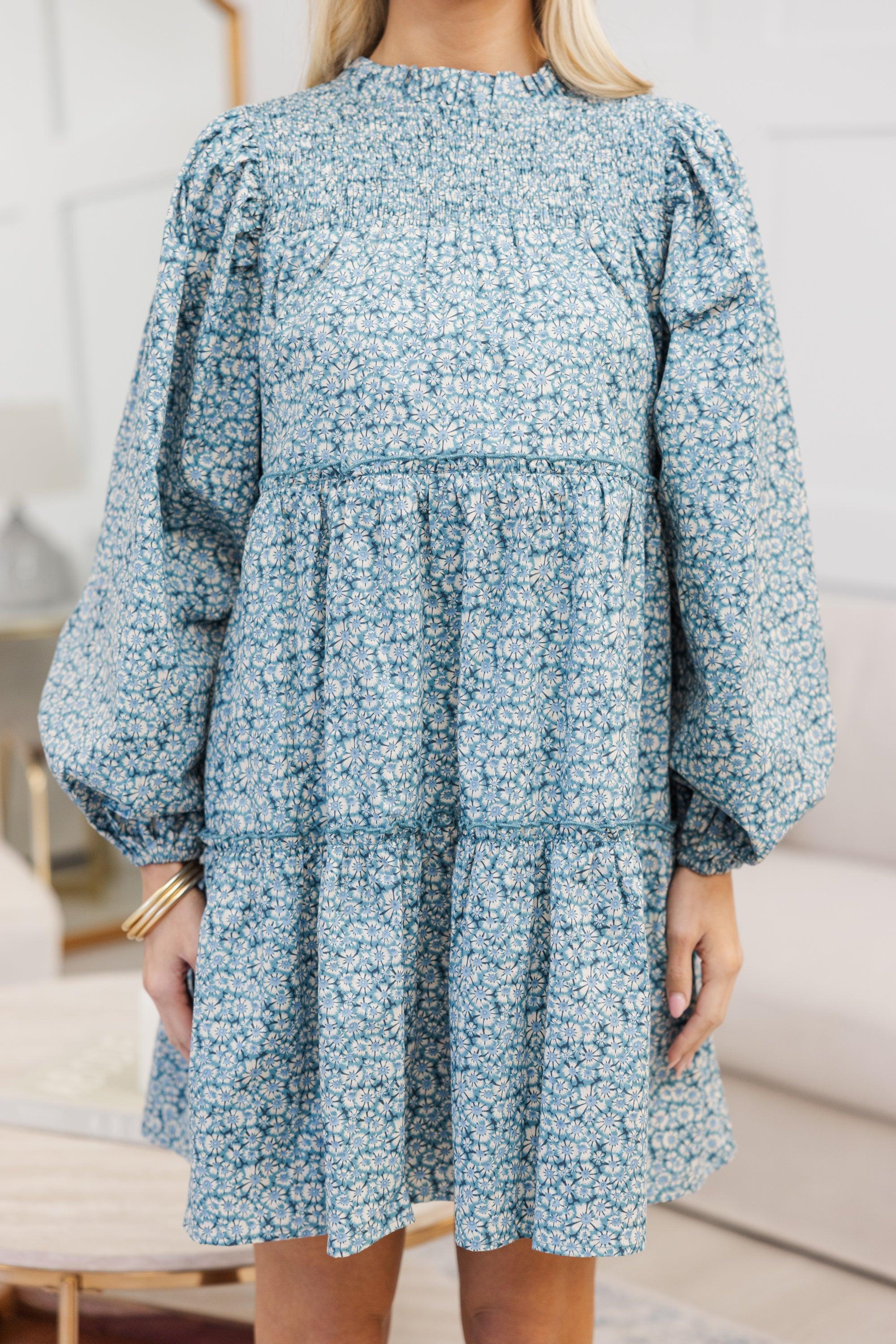 NURSING COLLECTION: Be Your Best Blue Ditsy Floral Babydoll Dress Female Product Image