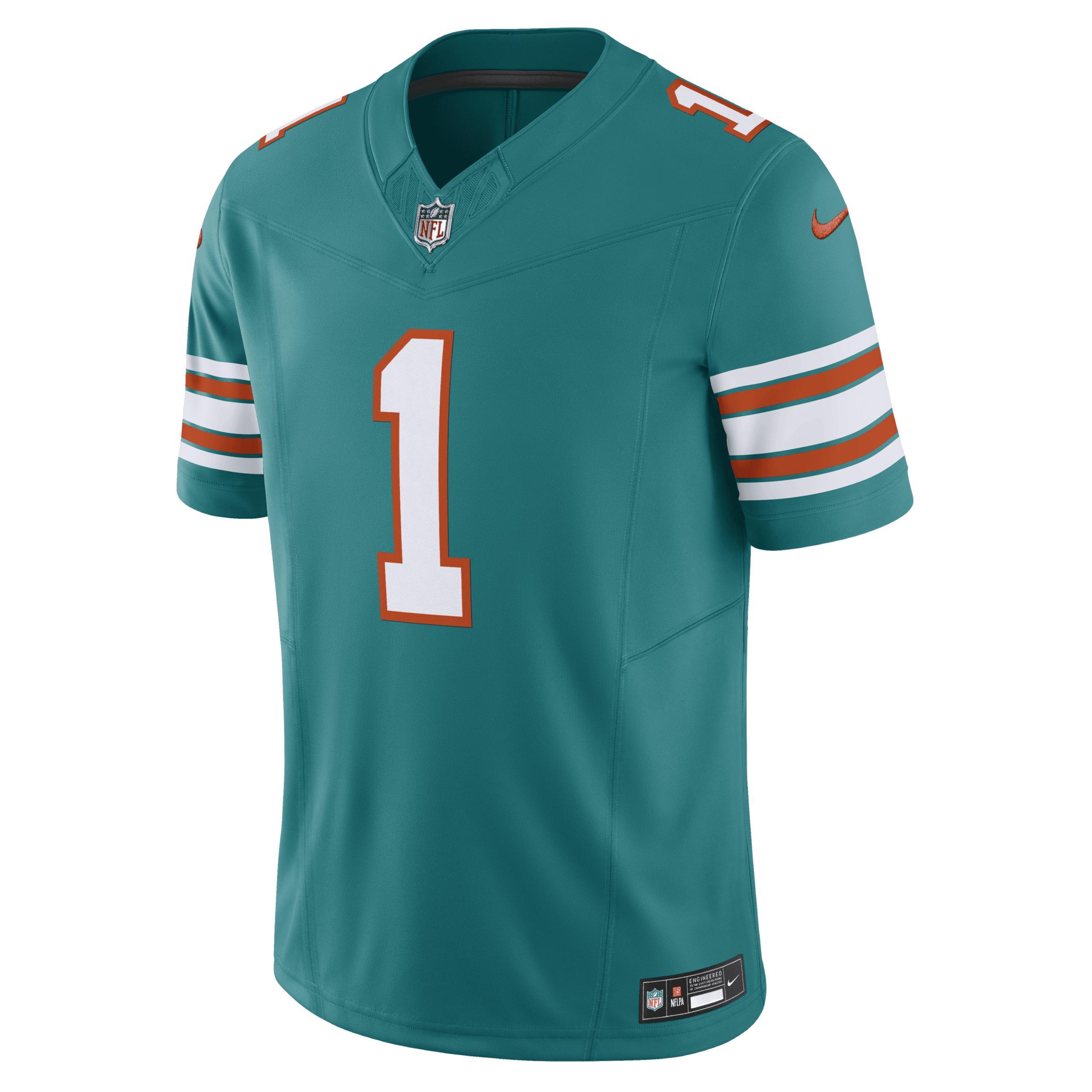 Men's Nike Tua Tagovailoa Aqua Miami Dolphins Alternate Vapor F.U.S.E. Limited Jersey, Size: 3XL, Turquoise A Product Image