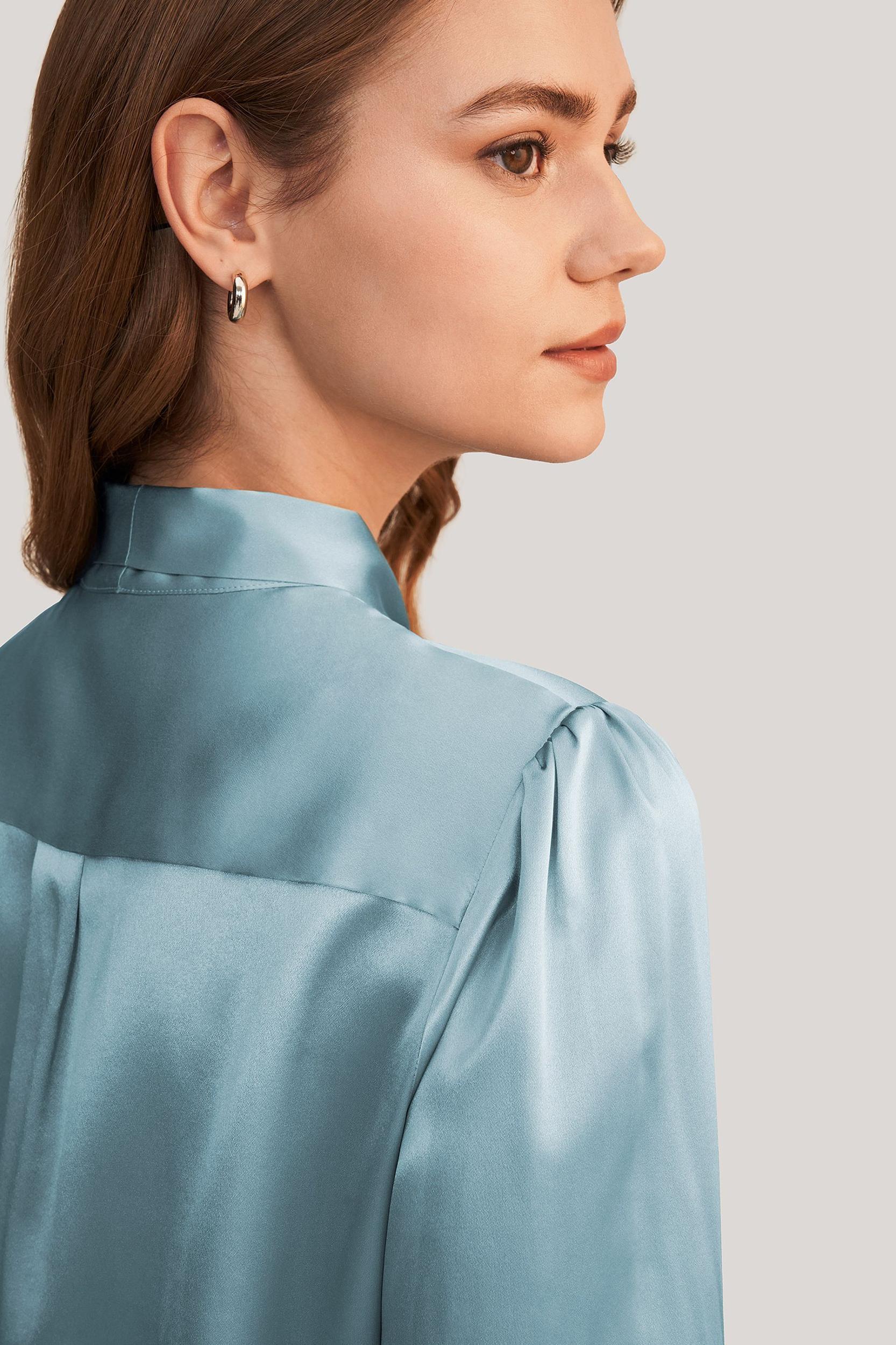 Women Bow-tie Neck Silk Blouse Product Image