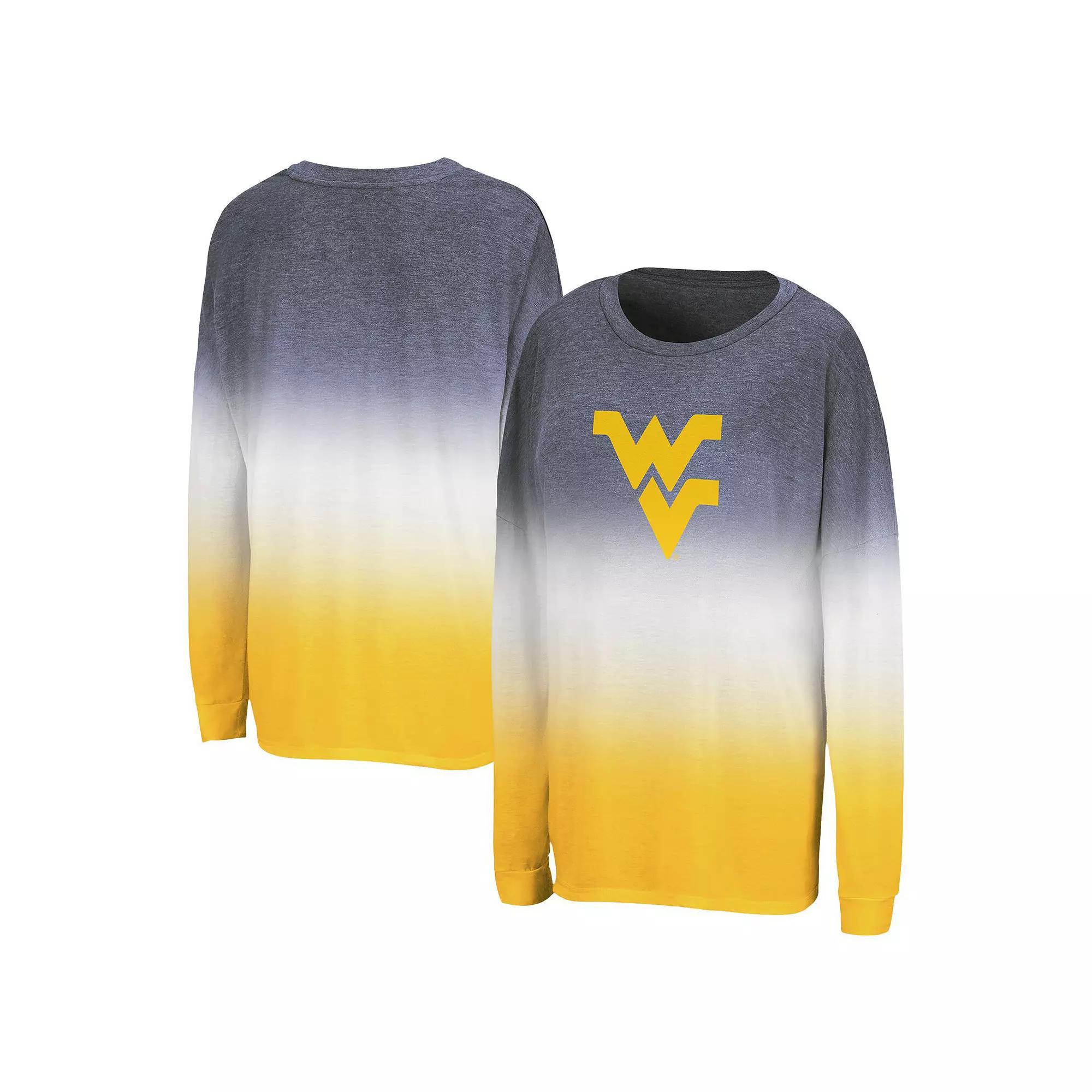 Women's Colosseum Navy West Virginia Mountaineers Winkle Dip Dye Long Sleeve T-Shirt, Size: Large, Blue Product Image