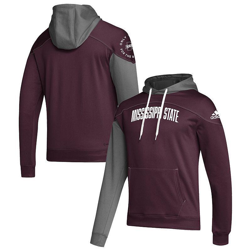 Mens adidas Maroon Mississippi State Bulldogs Block Stadium Pullover Hoodie Product Image