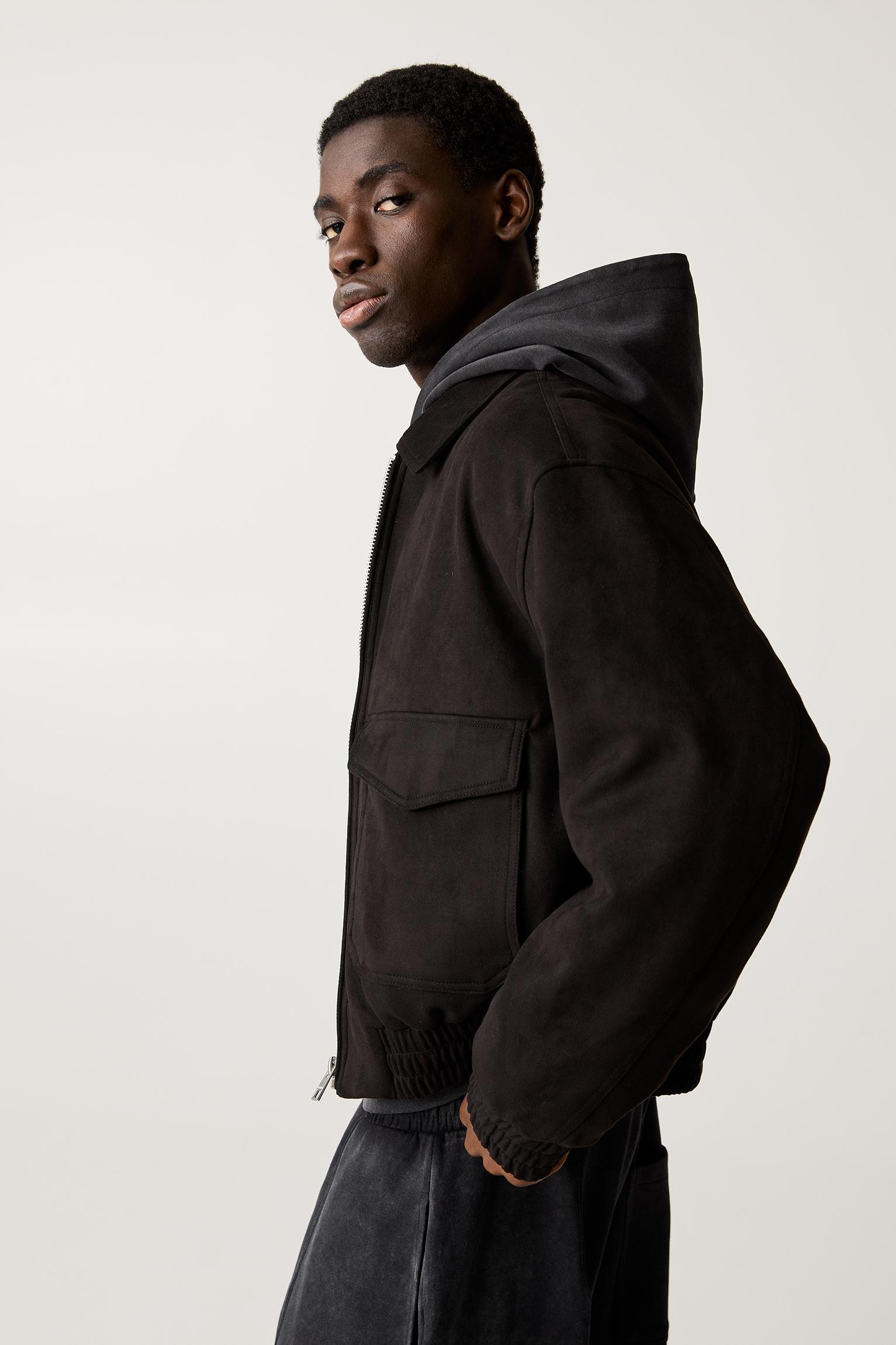 Cropped faux suede jacket Product Image