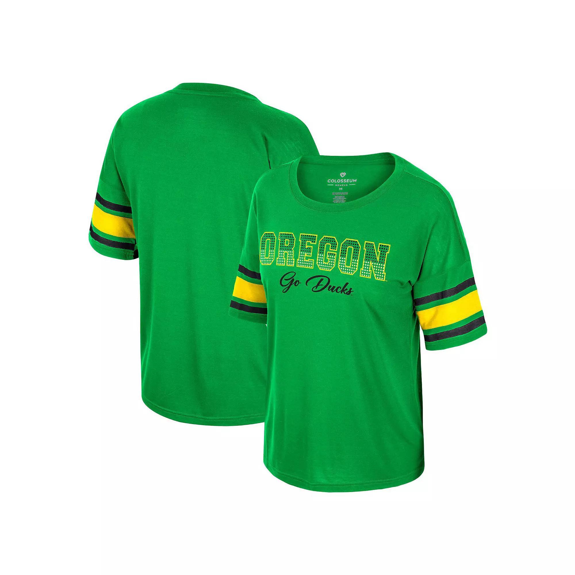 Women's Colosseum Green Oregon Ducks I'm Gliding Here Rhinestone T-Shirt, Size: Small Product Image