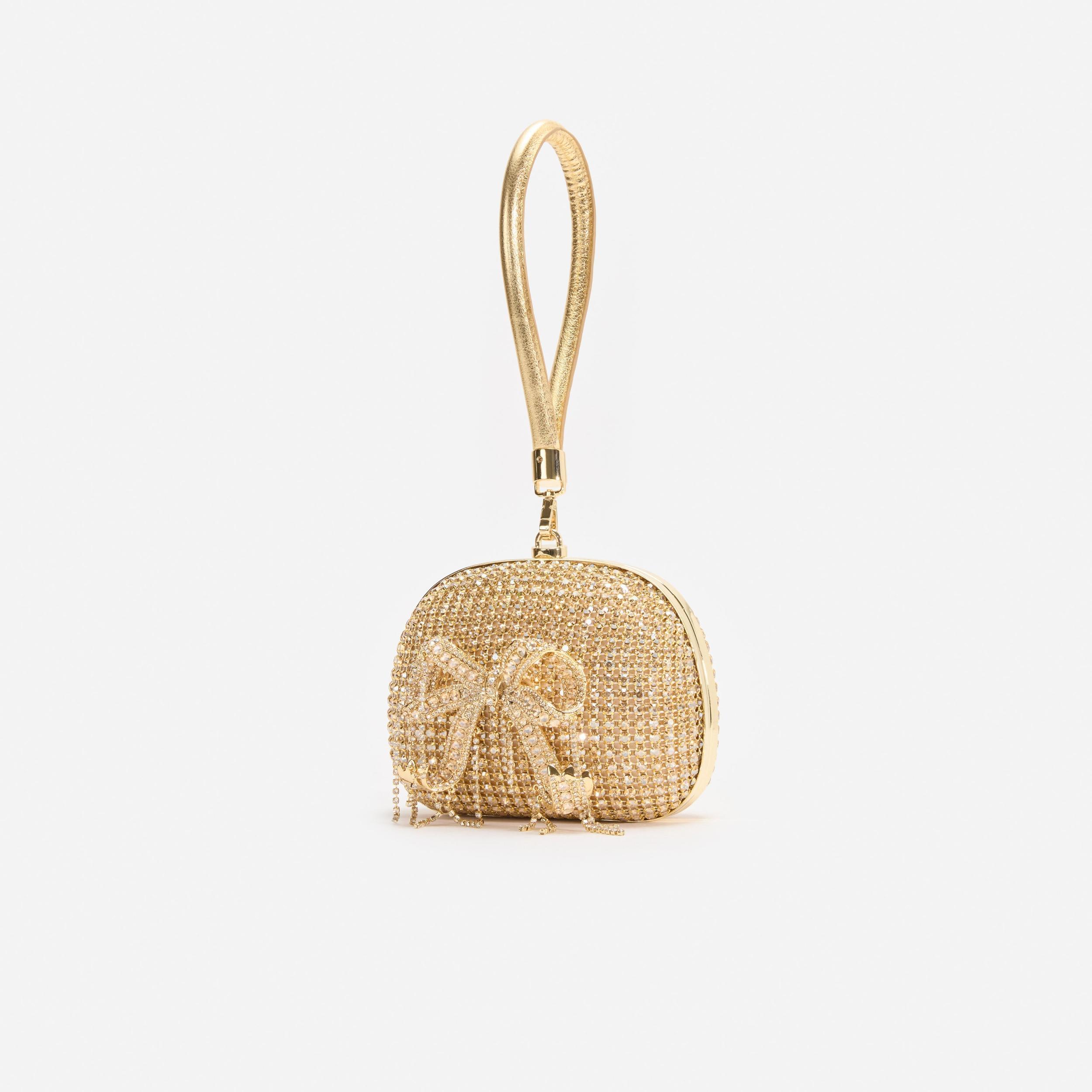 Gold Crystal Top Handle Clutch Bag Product Image