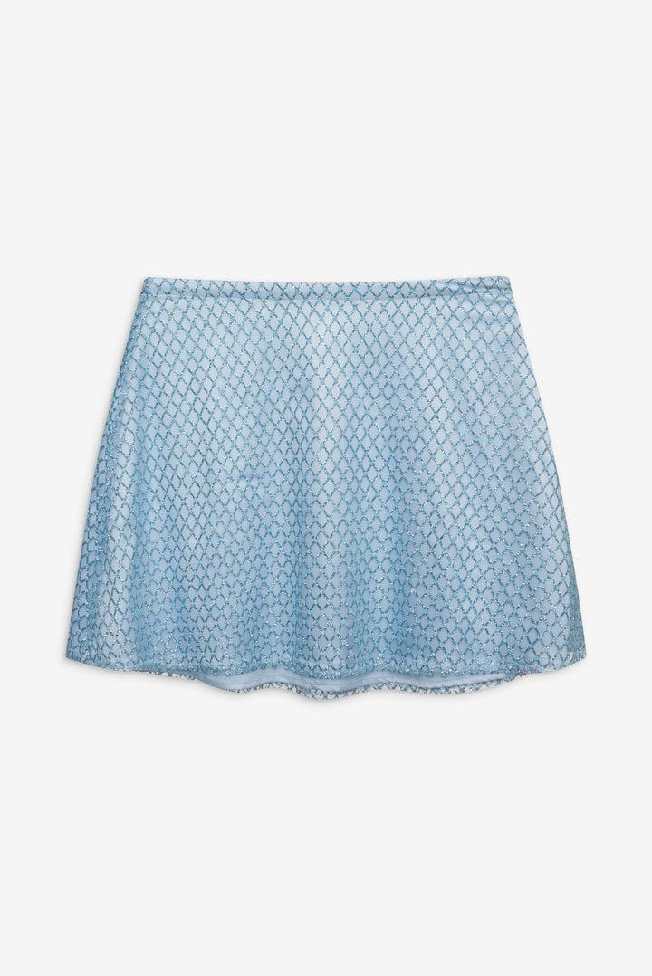 Glitter Grid Mini Skirt — Blue Product Image