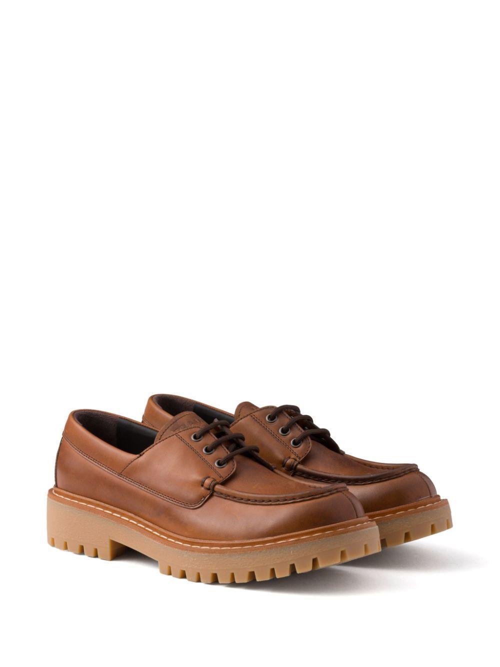 PRADA 60mm Leather Loafers In Brown Product Image