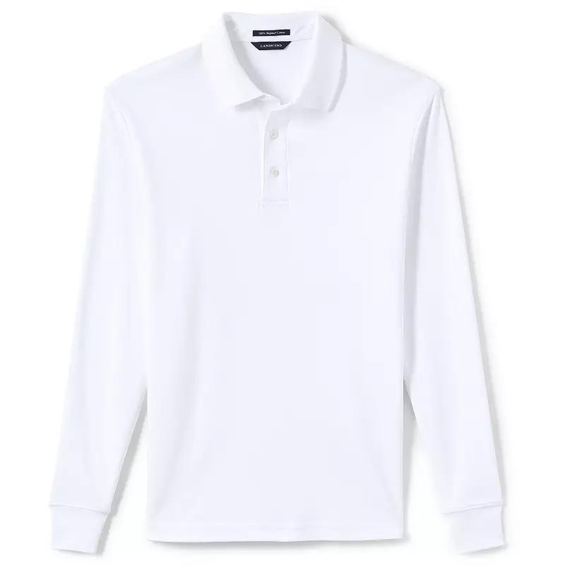 Men's Lands' End Soft Supima Polo, Size: Small, White Product Image