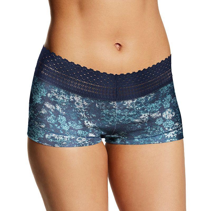 Maidenform Dream Cotton Lace-Trim Boyshort Underwear 40859, Womens, Gray Grey Floral Product Image