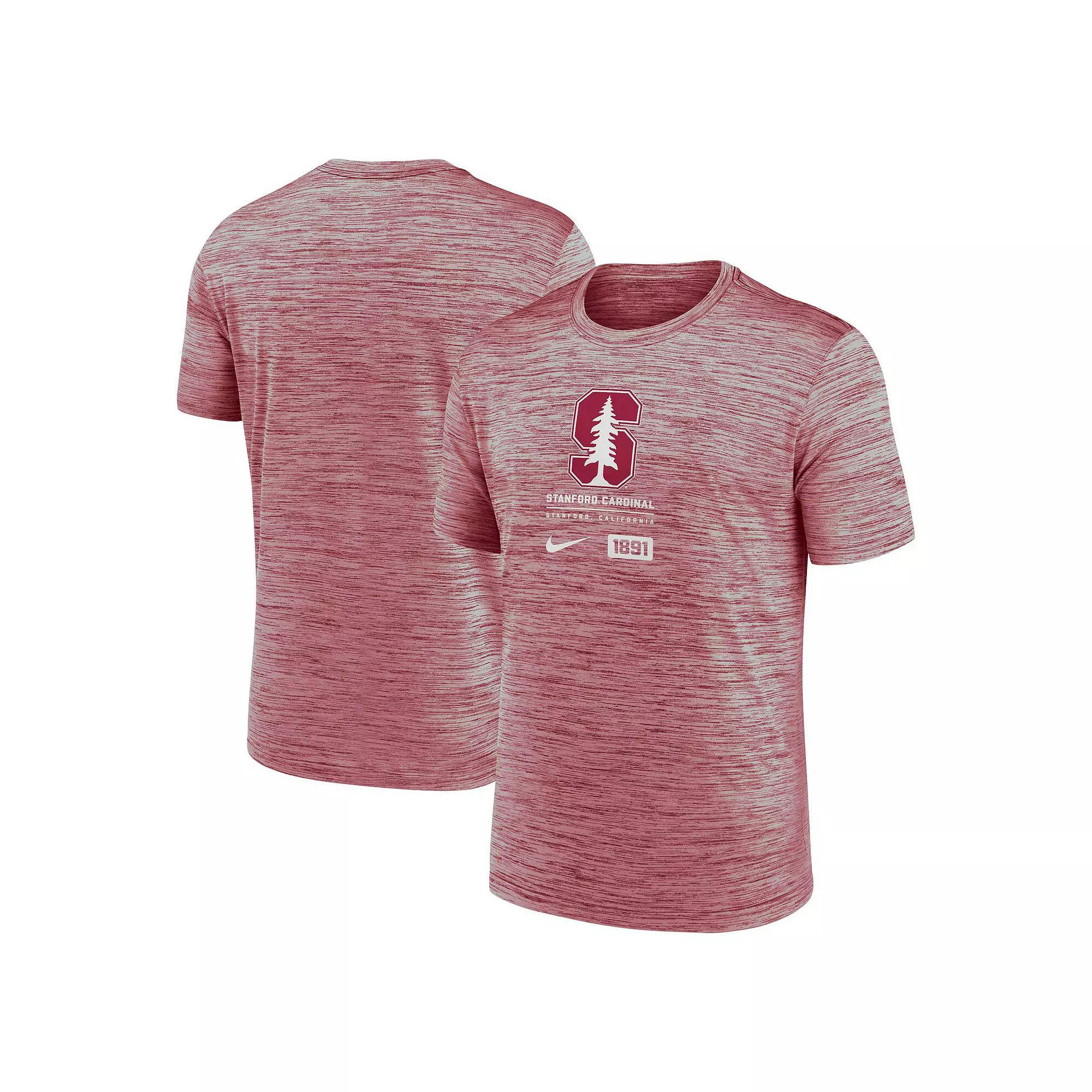 Men's Nike  Cardinal Stanford Cardinal Campus Center Block Velocity Performance T-Shirt, Size: Large, Red Product Image