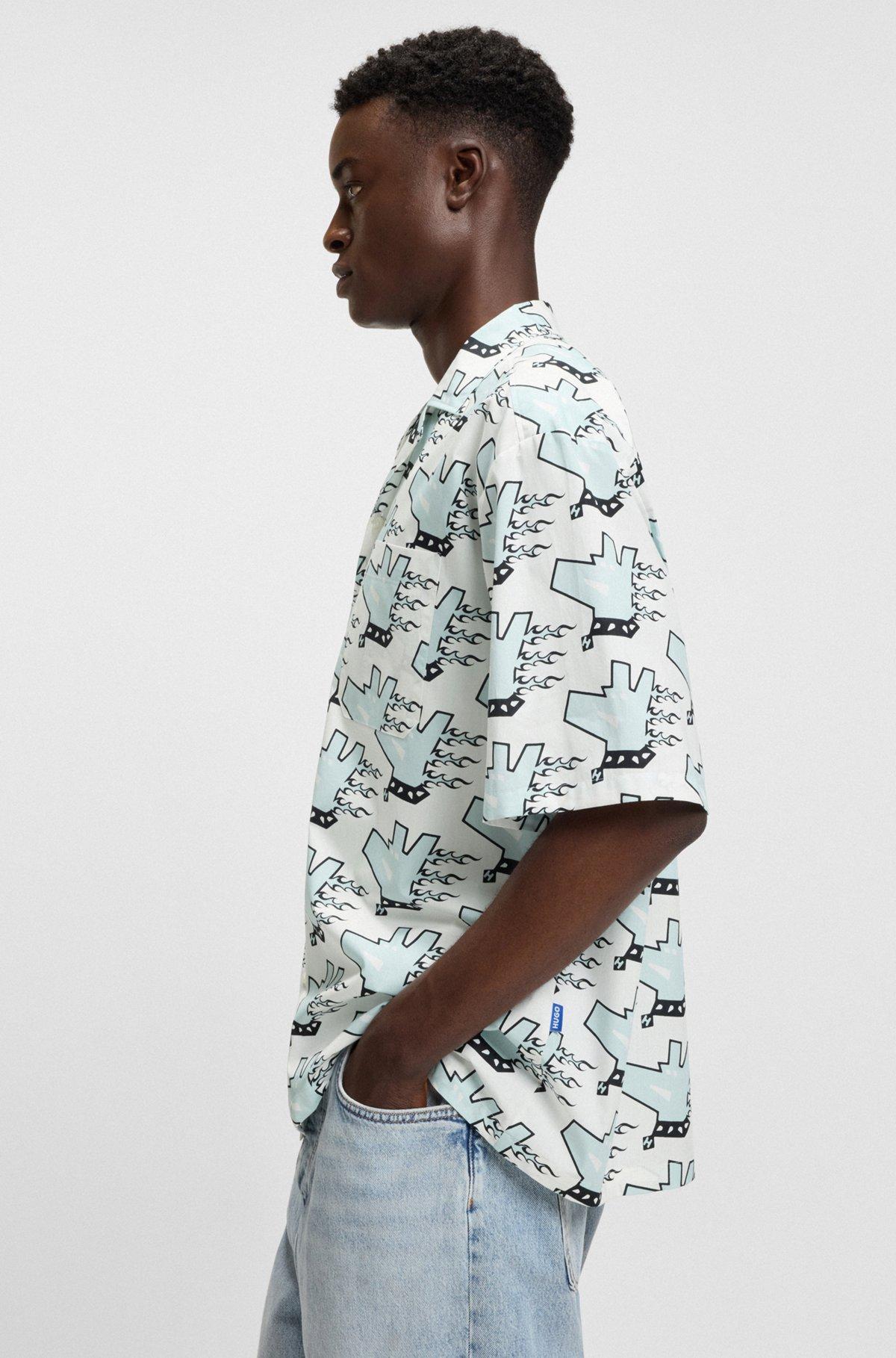 Relaxed-fit shirt in printed cotton poplin Product Image
