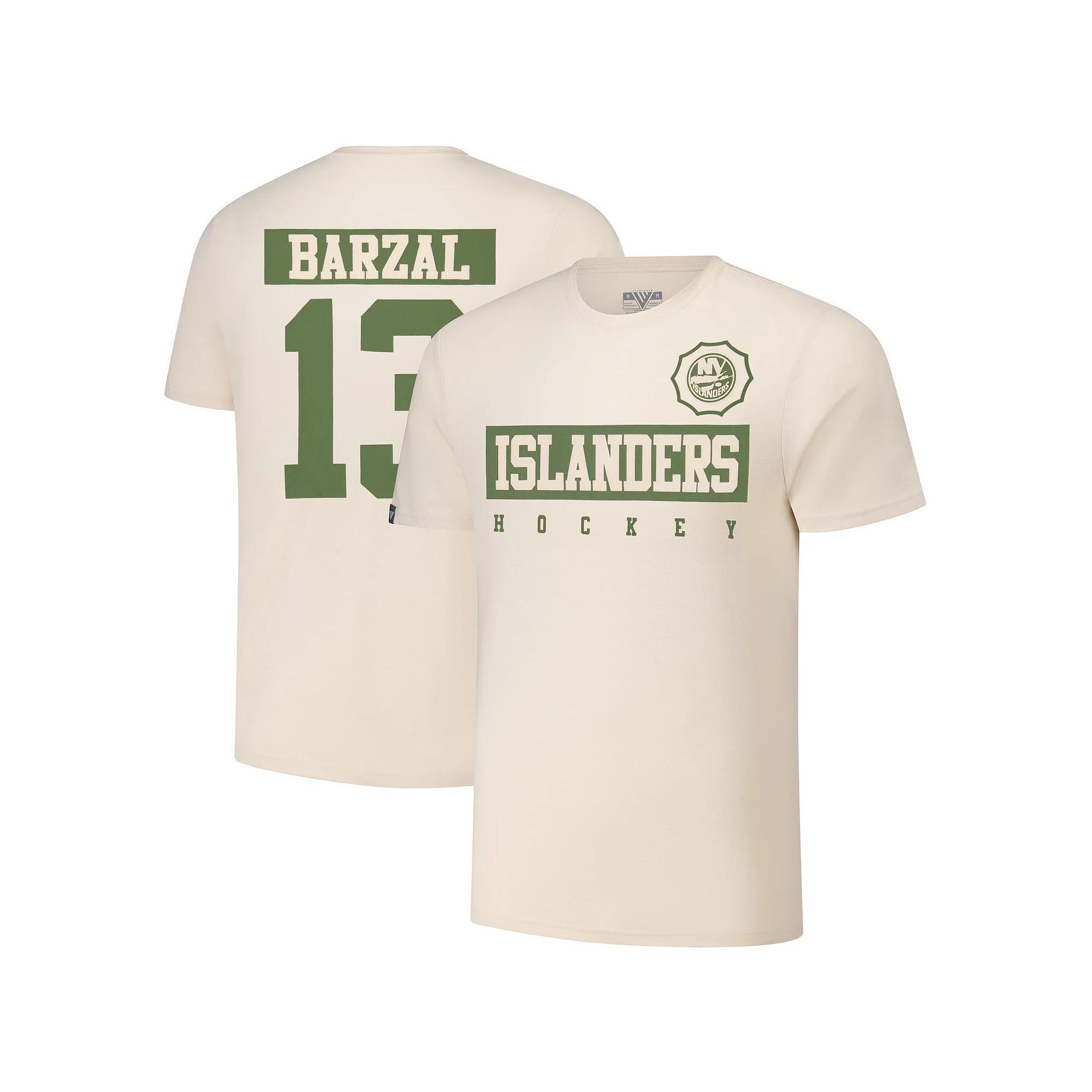 Mens Levelwear Mathew Barzal Khaki New York Islanders 2024 NHL Military Appreciation Richmond Delta Player Name & Number T-Shirt Product Image