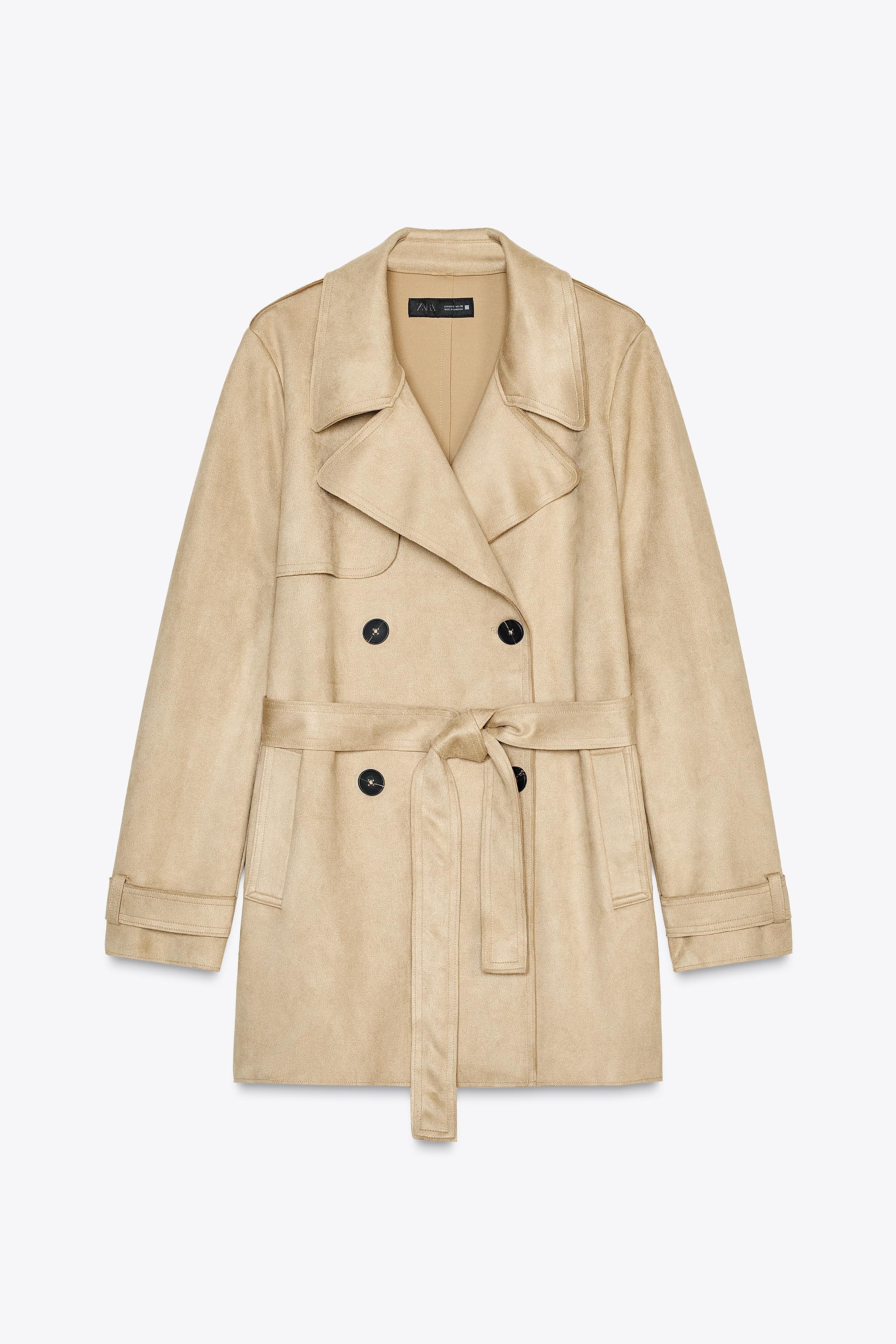 FAUX SUEDE TRENCH COAT Product Image