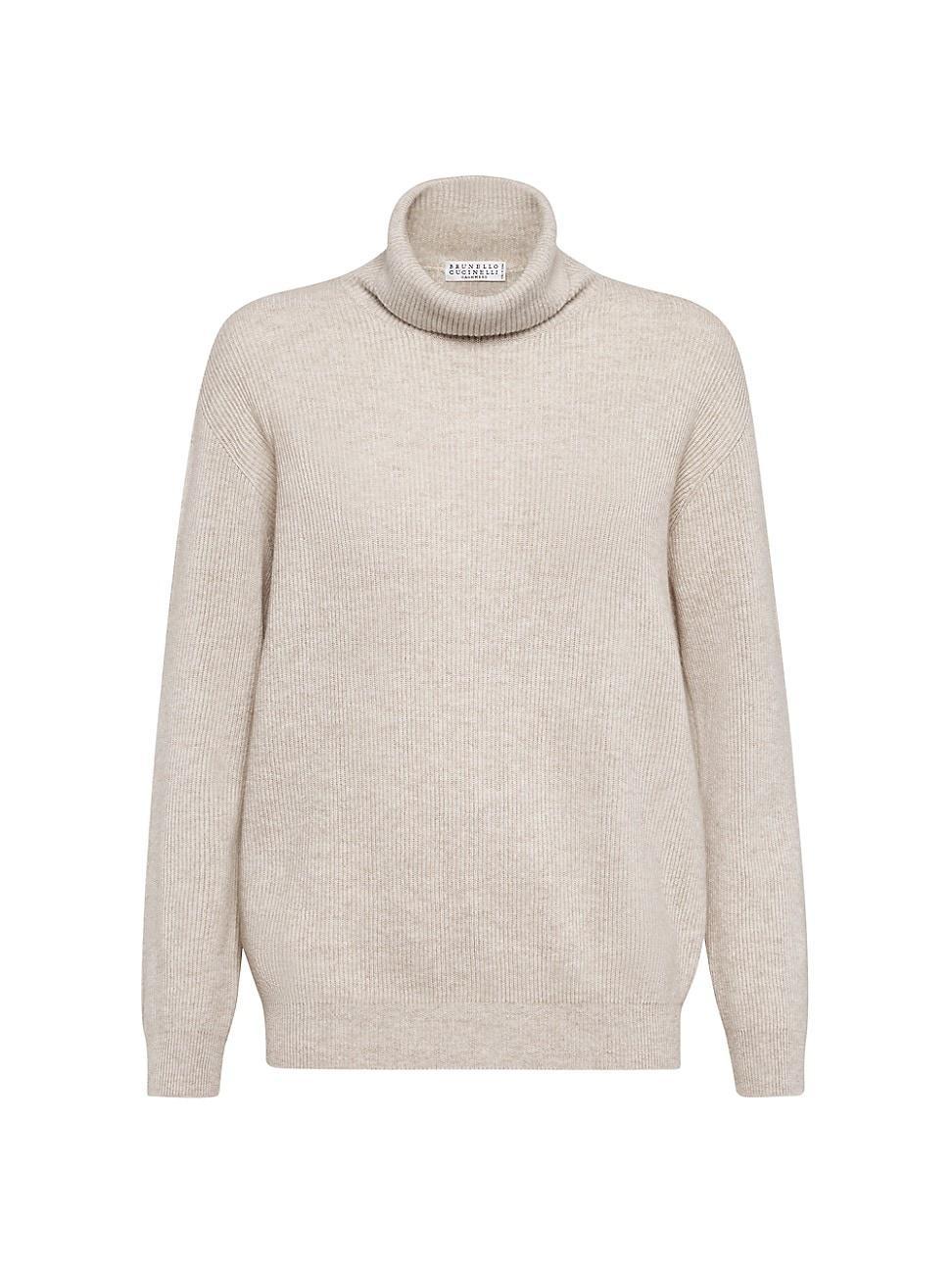 Womens Cashmere English Rib Turtleneck Sweater Product Image