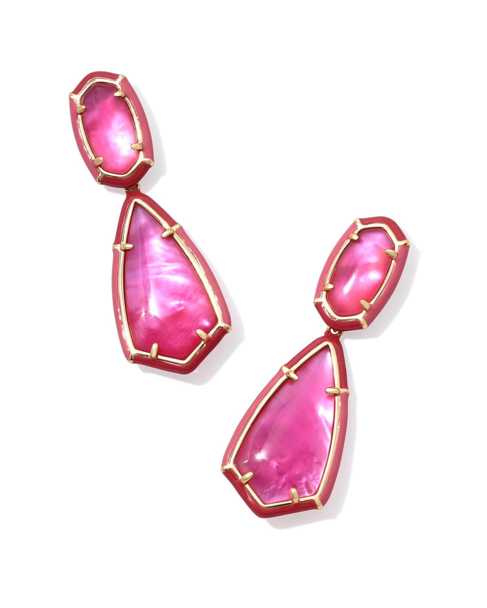 Camry Gold Enamel Frame Statement Earrings in Azalea Illusion Product Image