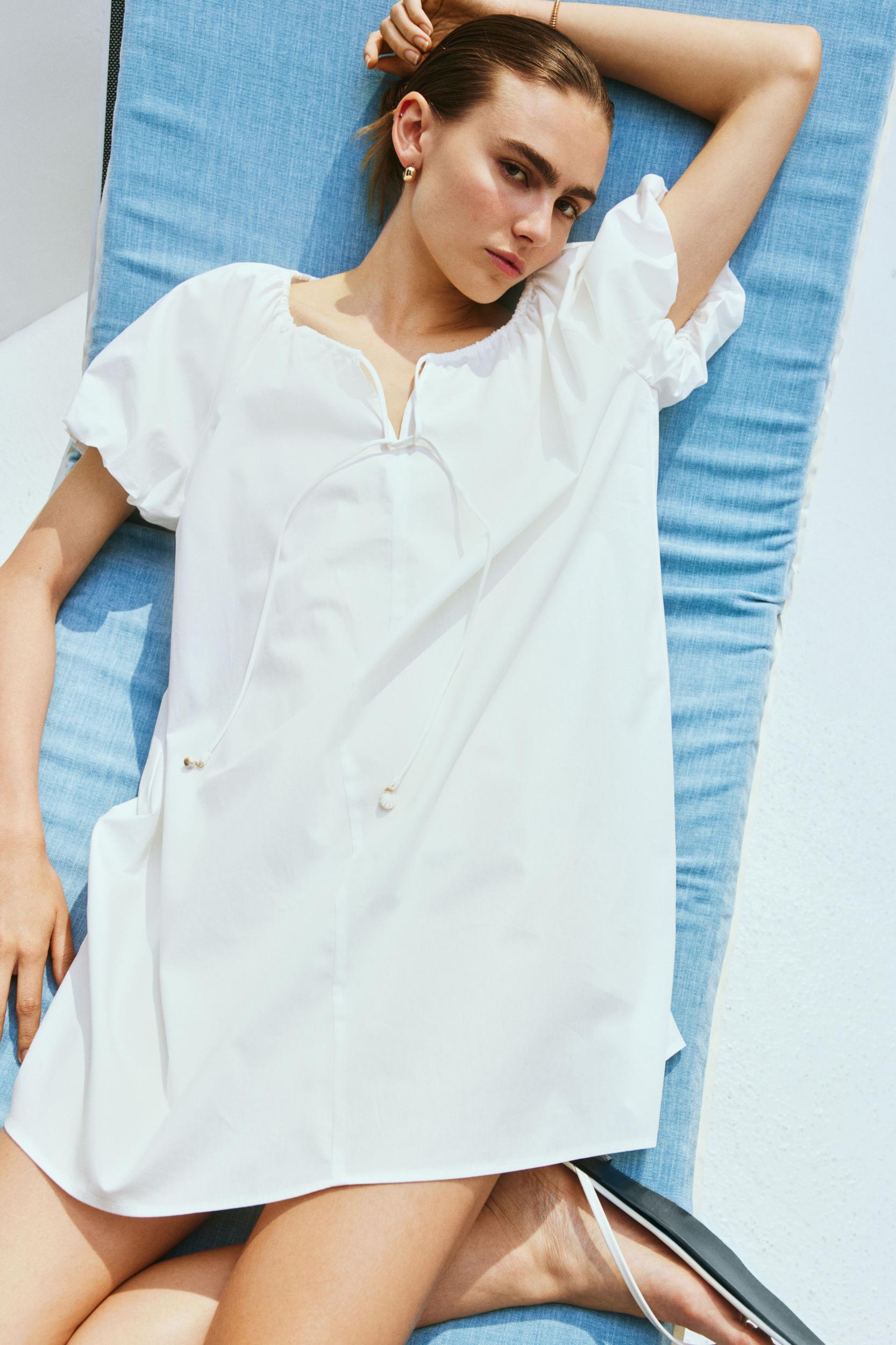 Drawstring-Neck Dress Product Image