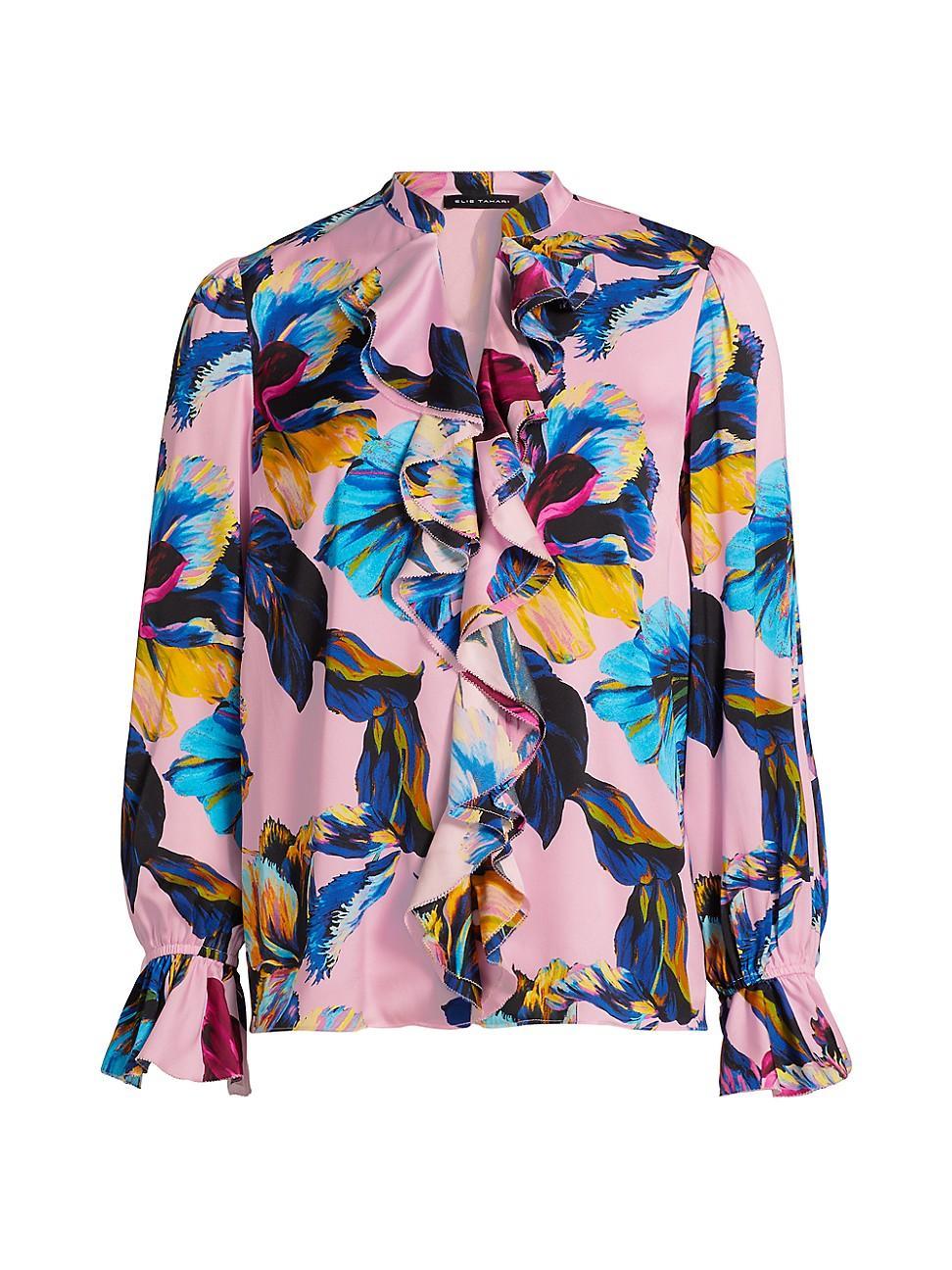 Womens The Minne Daphne Garden Floral Silk Blouse Product Image