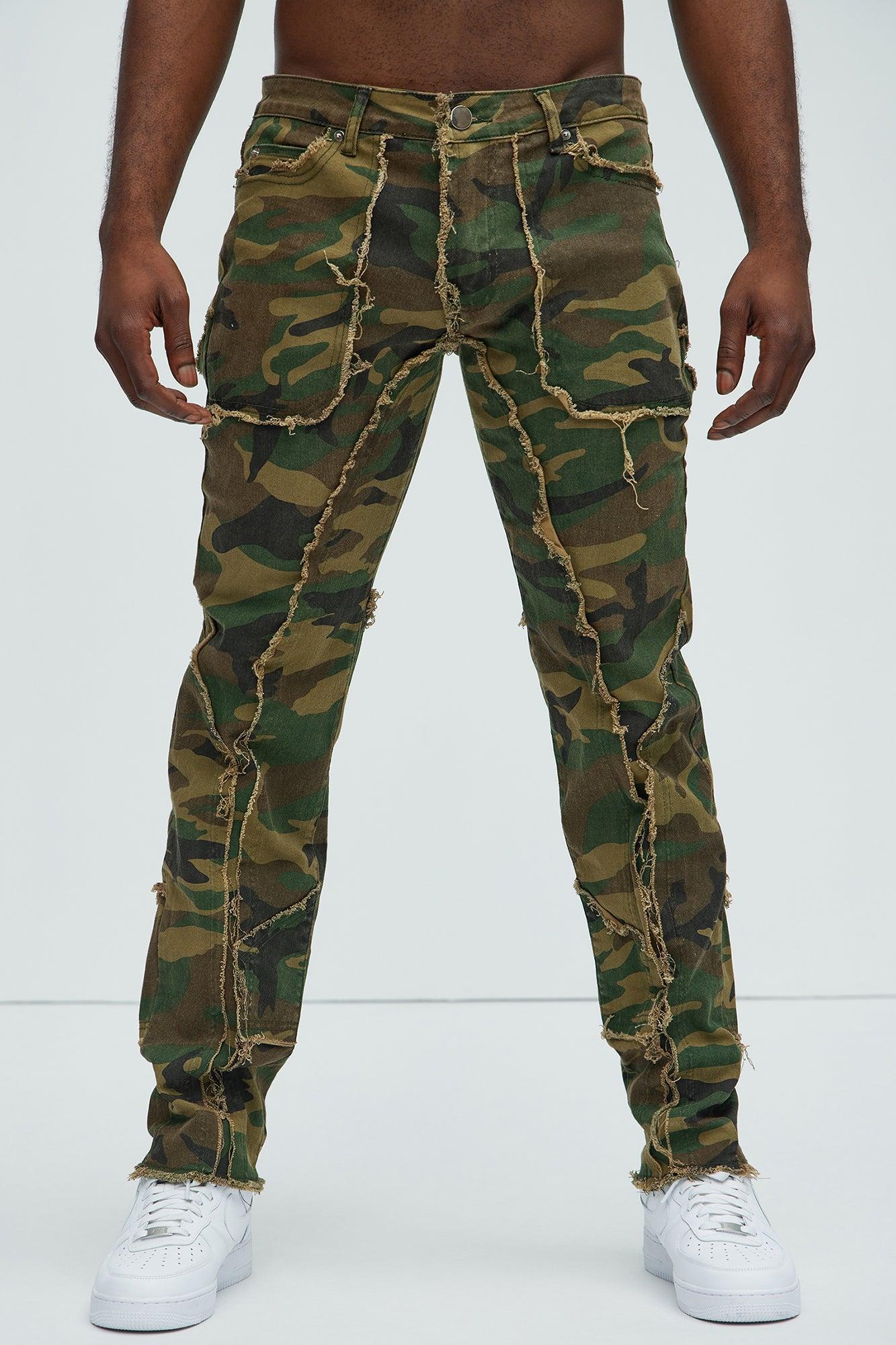 Speak Up Frayed Straight Pants - Camouflage Product Image