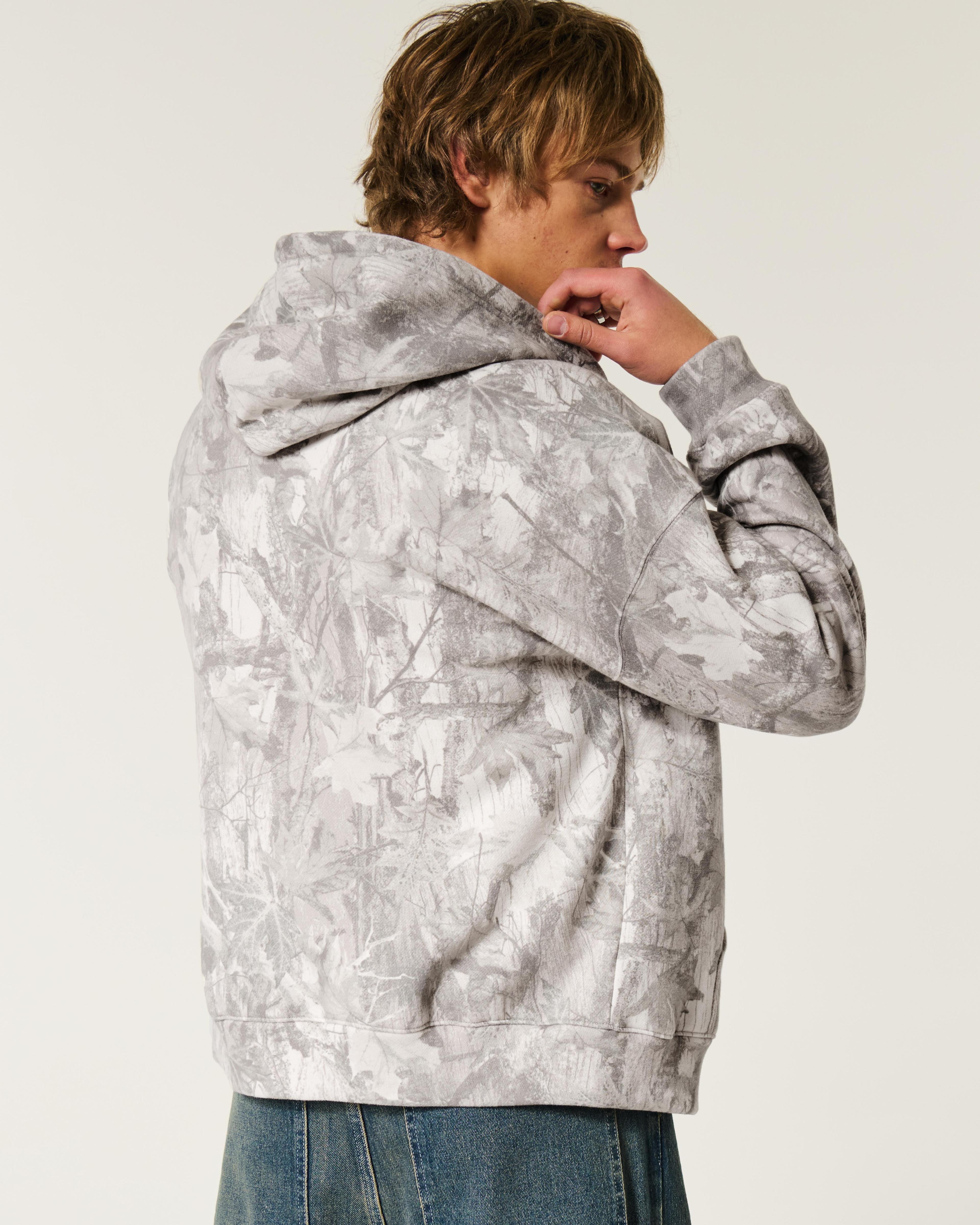 Boxy Camo Zip-Up Hoodie Product Image