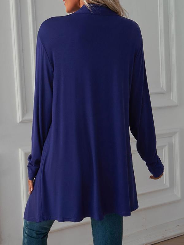 Long Sleeves Loose Solid Color Statement Collar Outerwear Product Image