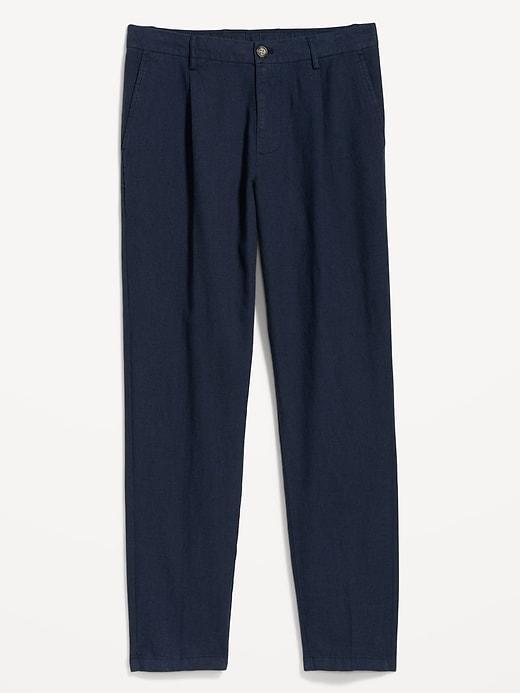 Loose Taper Linen-Blend Ankle Pants Product Image