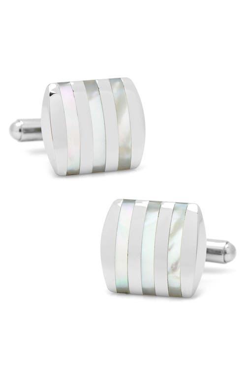 Stainless Steel Striped Mother-of-Pearl Cufflinks Product Image