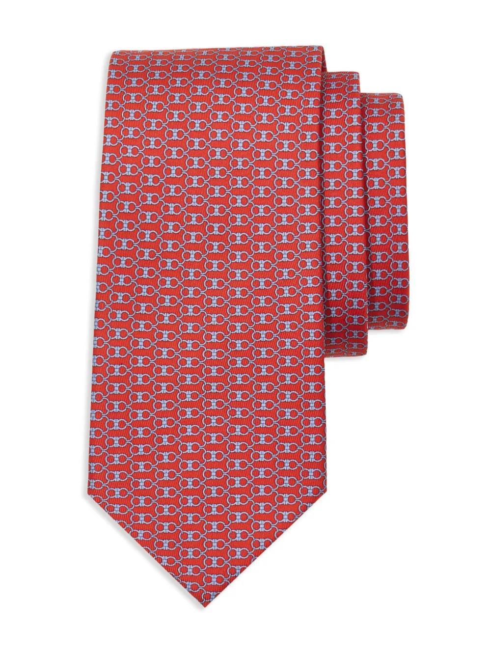 FERRAGAMO Gancini Print Tie In Red Product Image