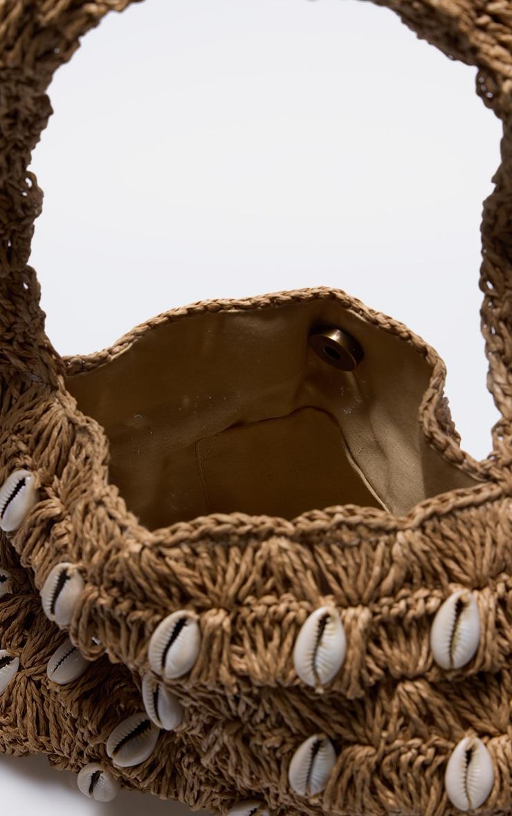 Natural Raffia Shell Detail Beach Bag Product Image