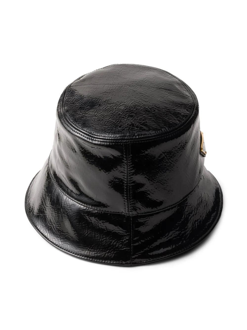 PRADA Triangle-logo Bucket Hat In Black Product Image