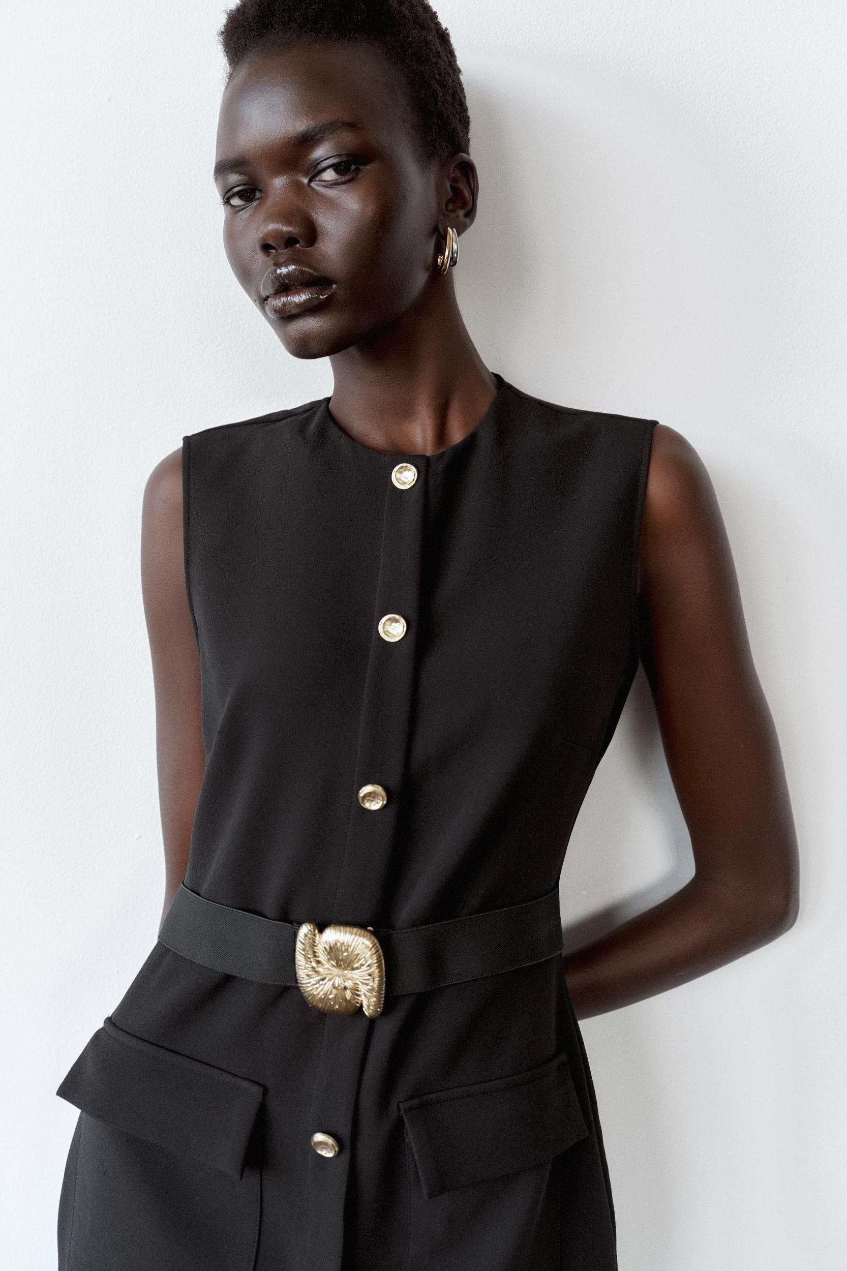 BELTED CREPE MIDI DRESS Product Image