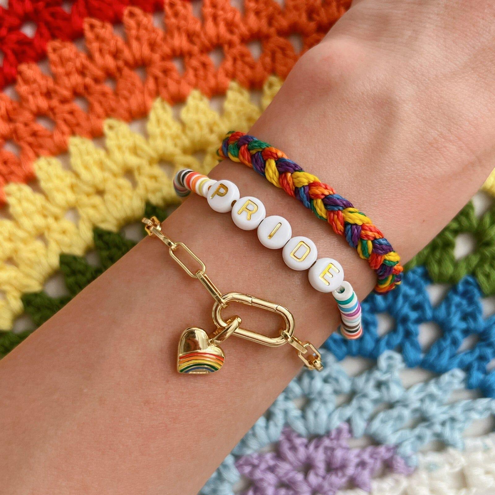 Rainbow Wide Braid Bracelet Male Product Image