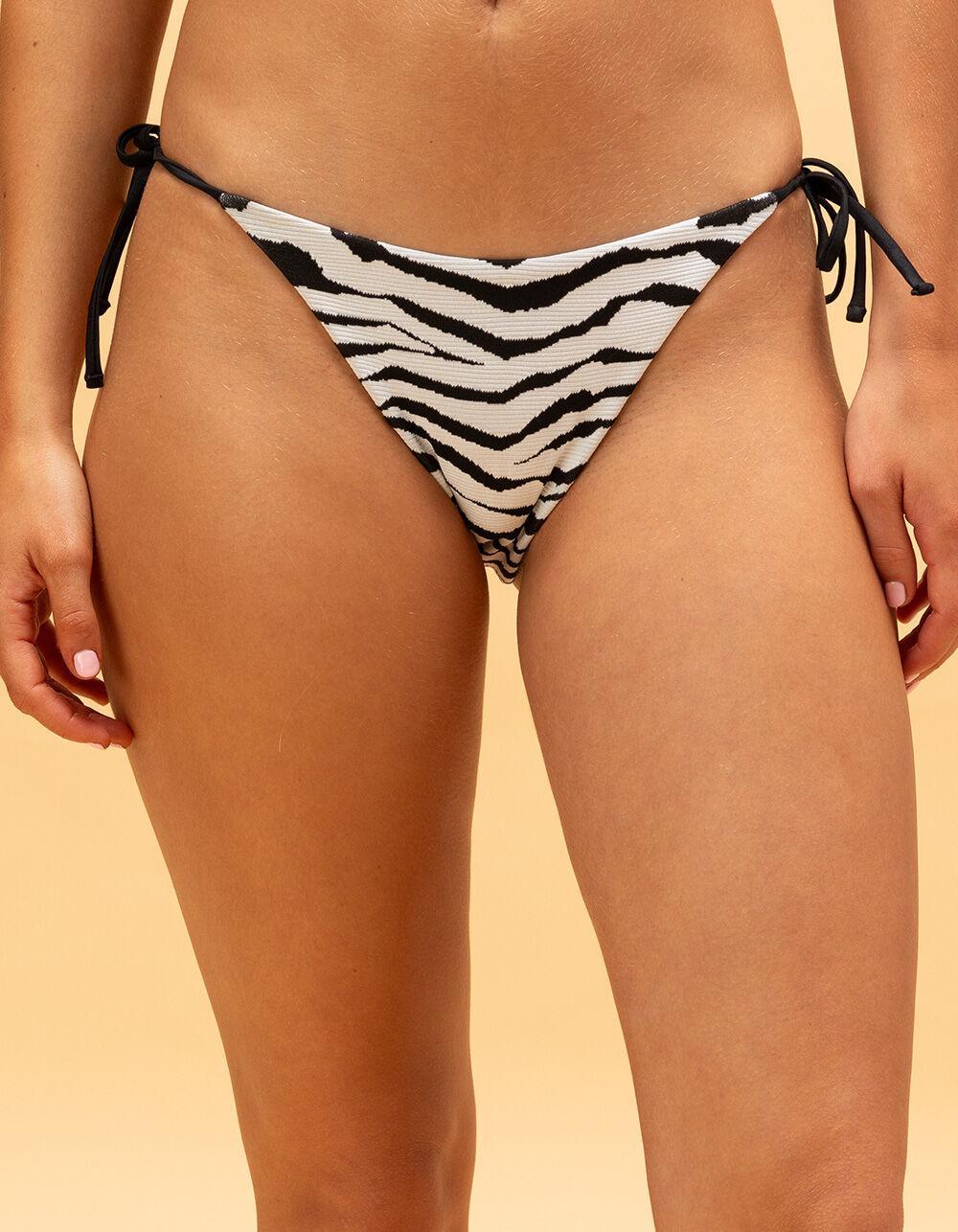 FULL TILT Zebra Tie Side Cheeky Bikini Bottoms Product Image