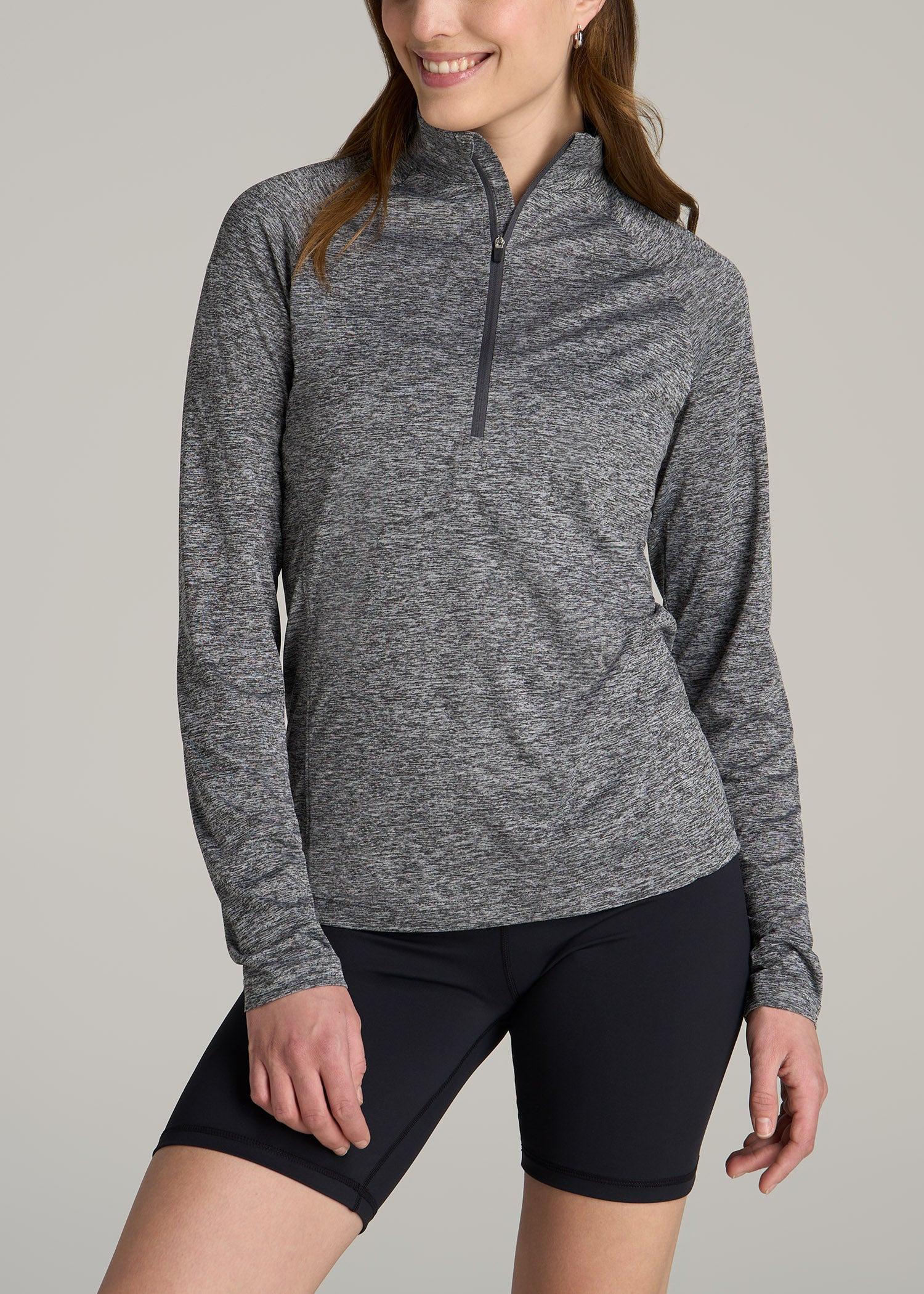 Long Sleeve Active Half Zip Pullover Tall Women's Jacket in Grey Space Dye Product Image