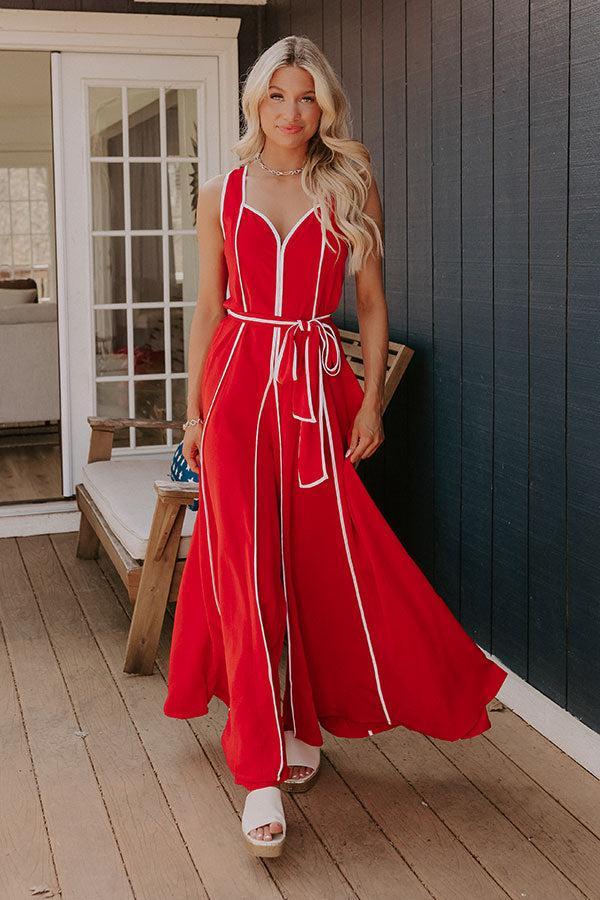 Belle of the Parade Wide Leg Jumpsuit in Red Product Image