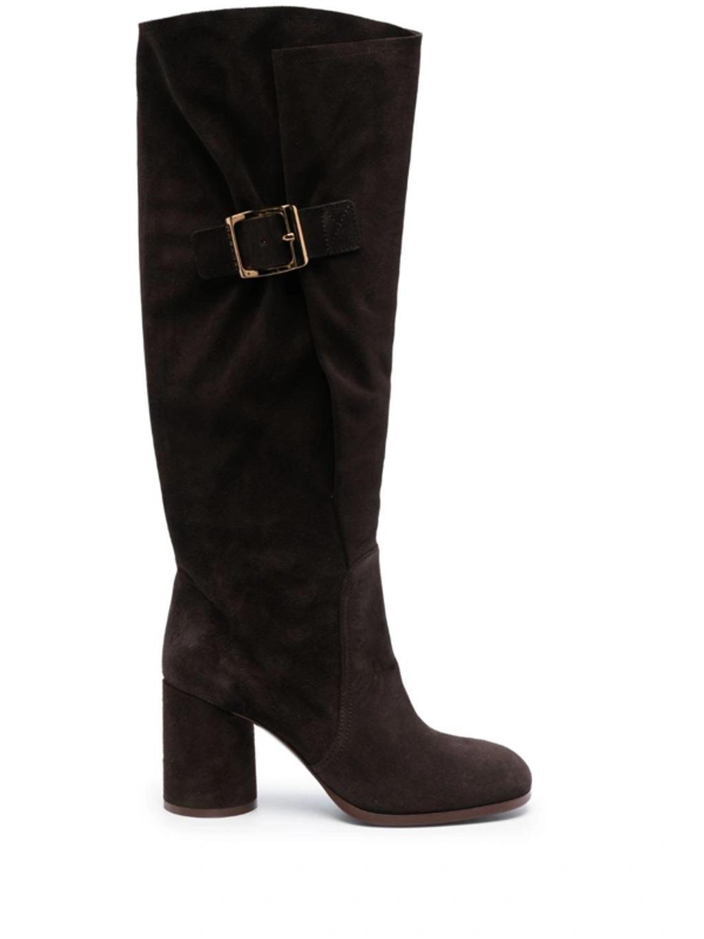 CASADEI Cleo Kate 85mm Suede Boots In Brown Product Image