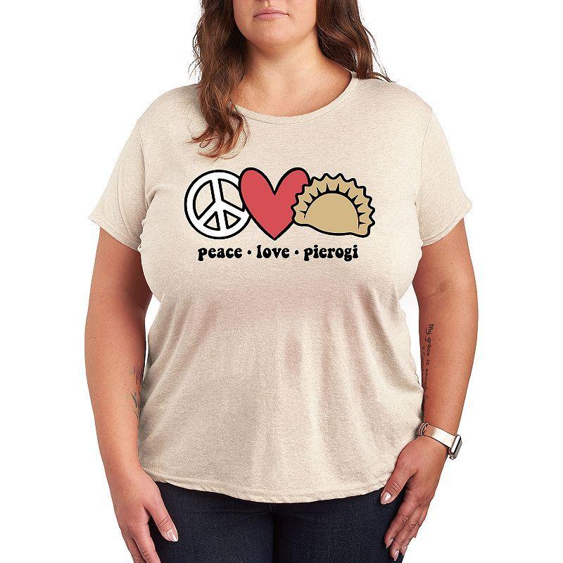 Plus Peace Love Pierogi Graphic Tee, Women's, Size: 2XL, Grey Gray Product Image