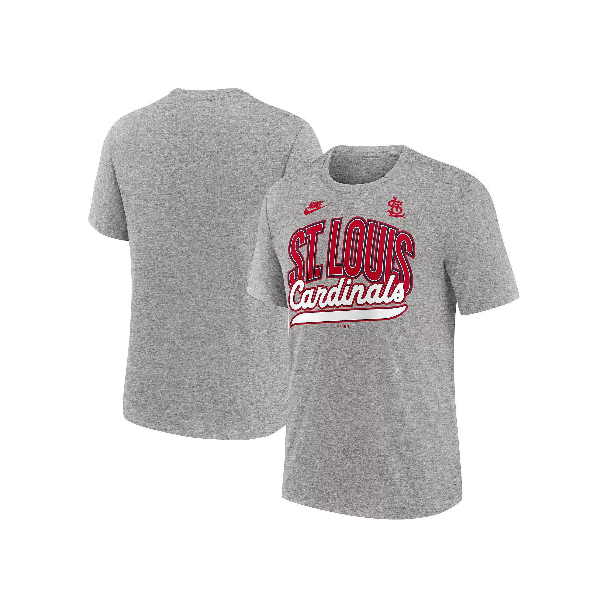 Men's Nike Heather Gray St. Louis Cardinals Cooperstown Collection Retro Tri-Blend T-Shirt,  Product Image