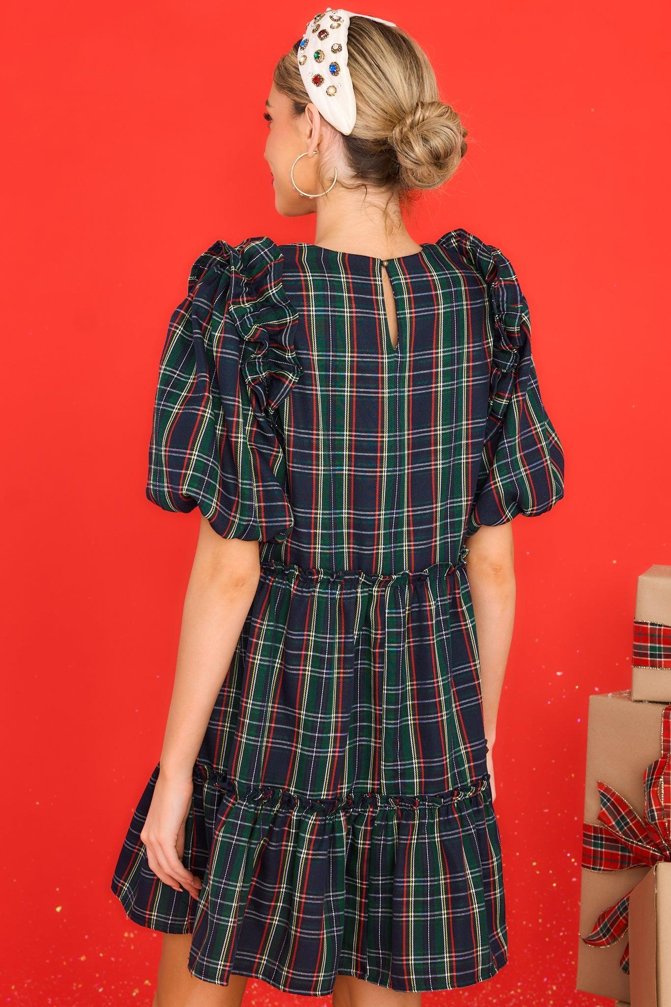 All The Memories Blue Plaid Dress Navy Product Image