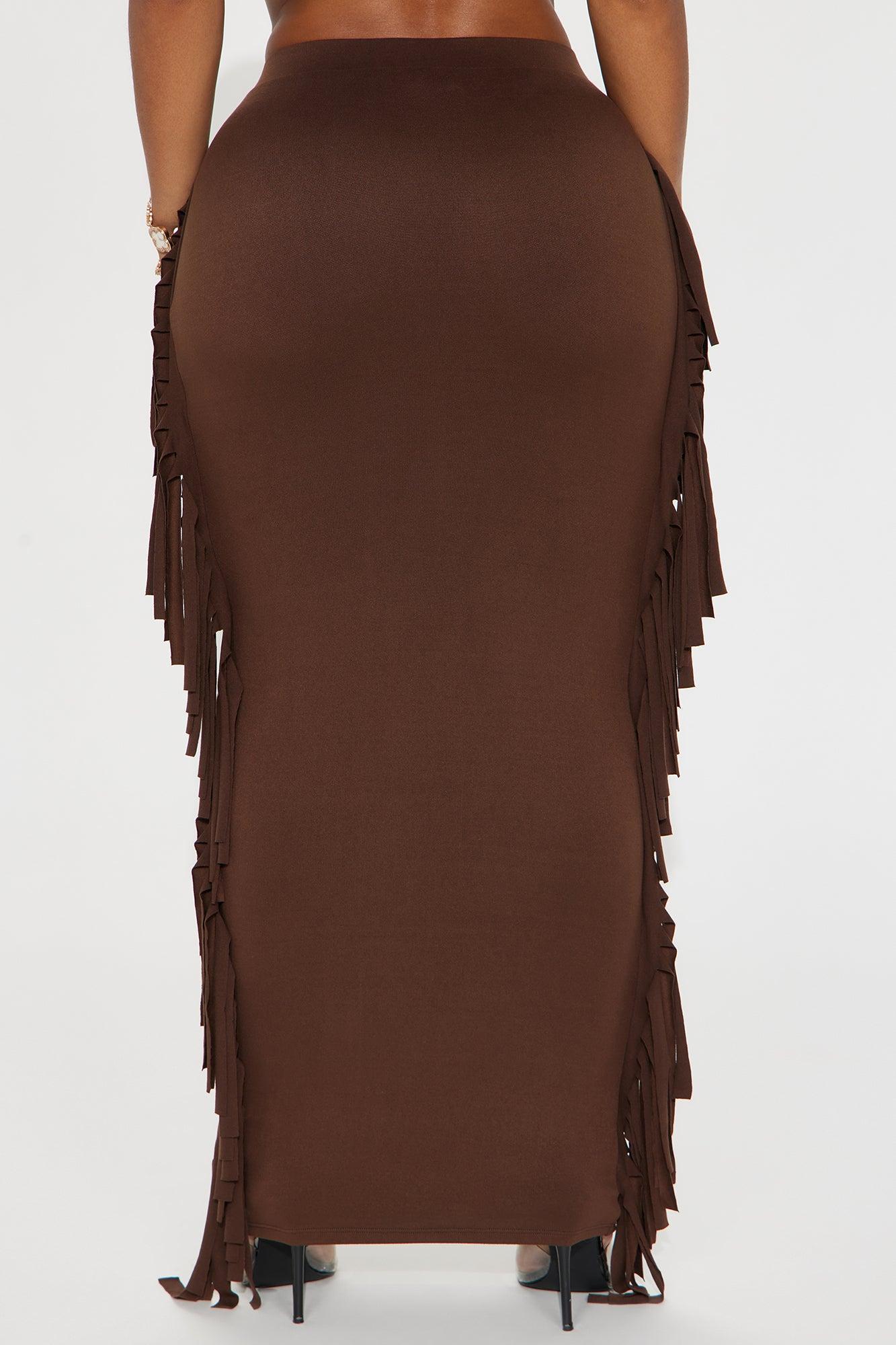 Going Places Fringe Maxi Skirt - Chocolate Product Image