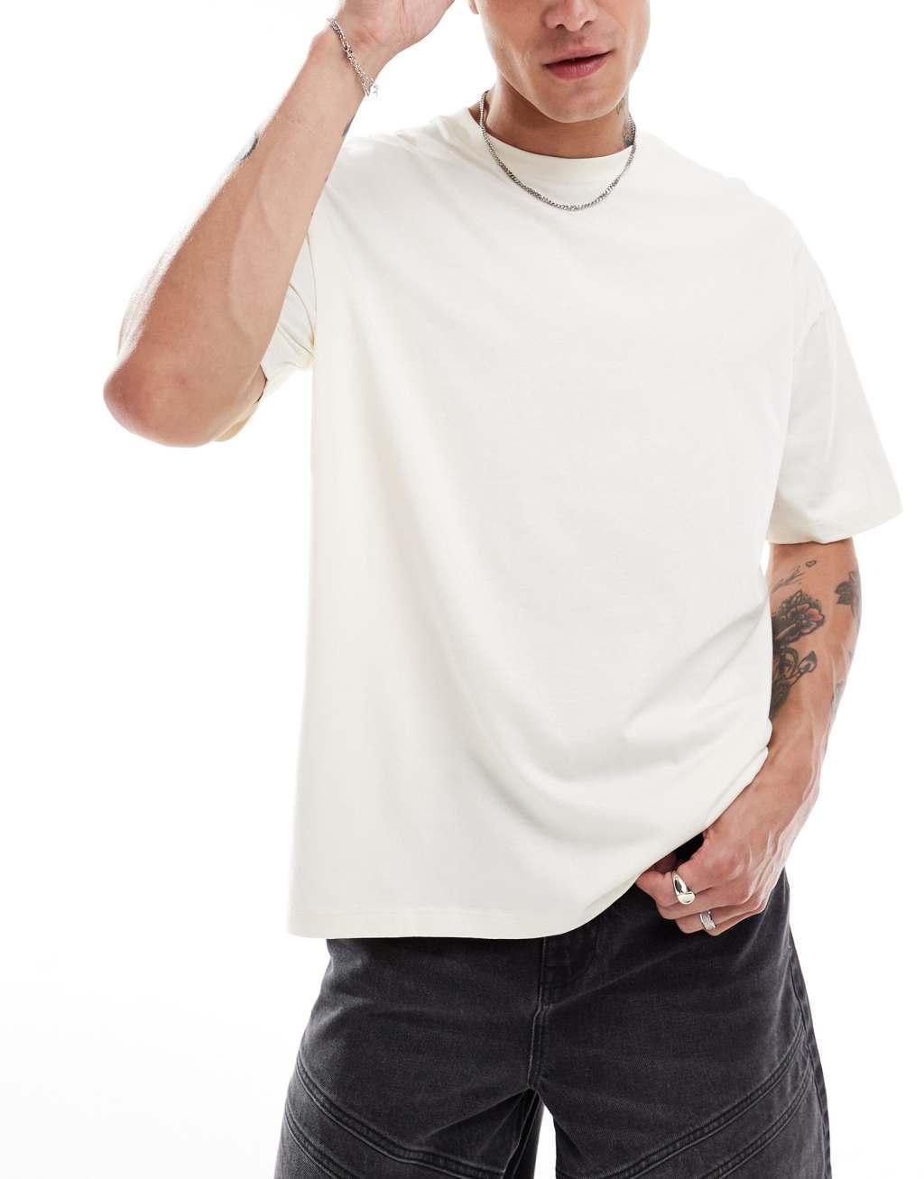 ASOS DESIGN oversized t-shirt in off white with back print Product Image