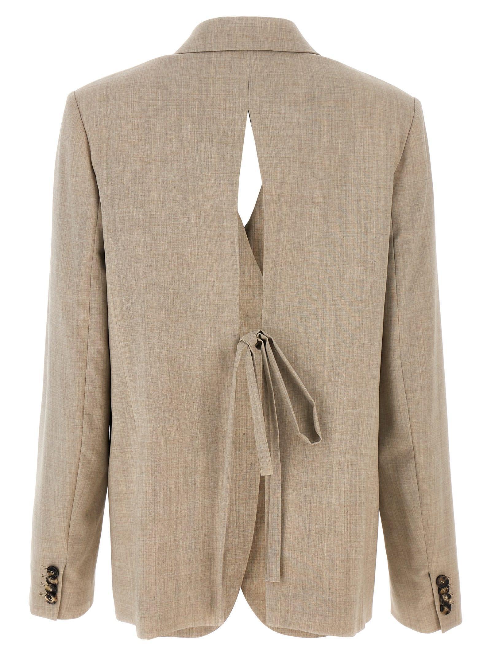 LOEWE Open-back Wool Blazer In Beige Product Image