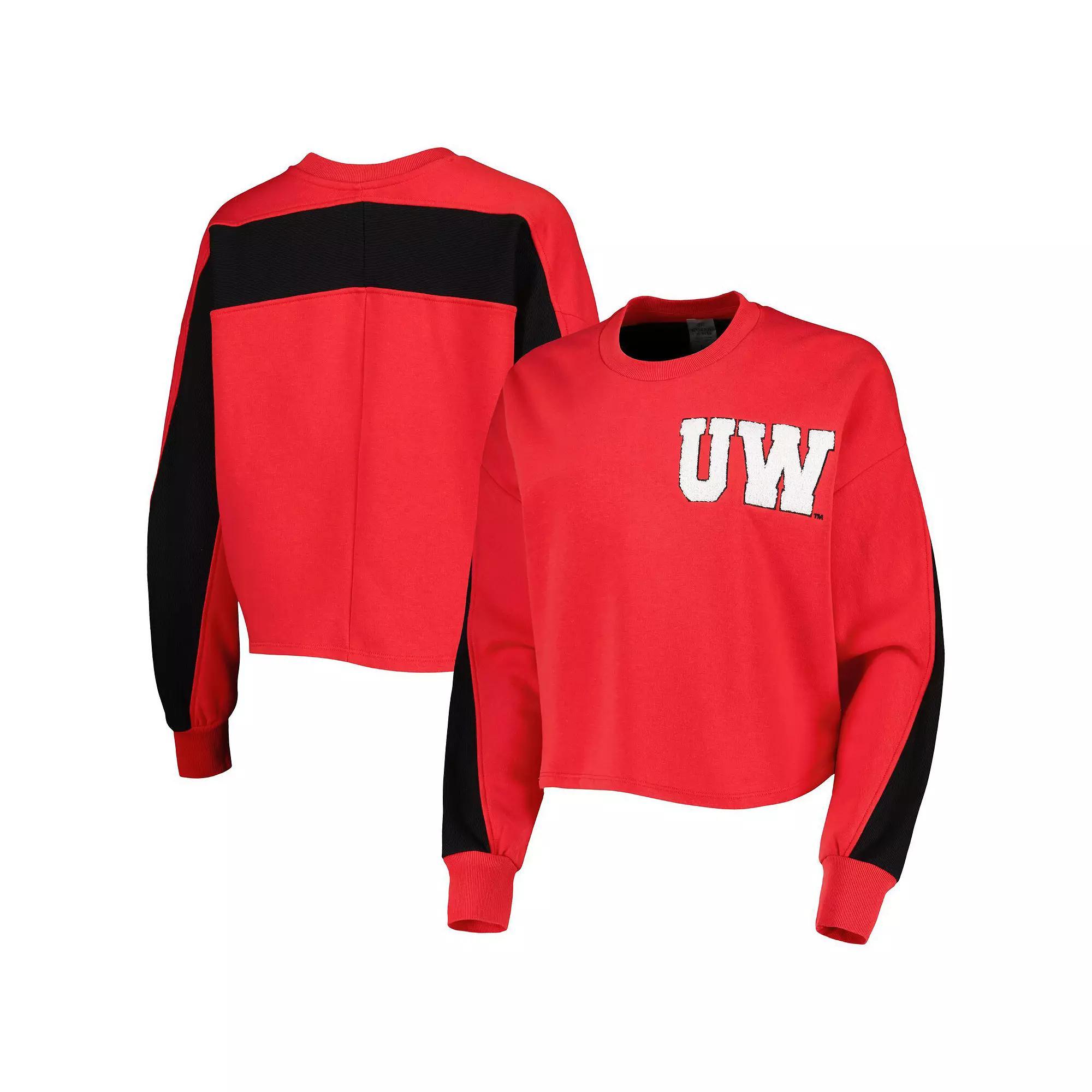 Women's Gameday Couture Red Wisconsin Badgers Back To Reality Colorblock Pullover Sweatshirt, Size: Medium Product Image