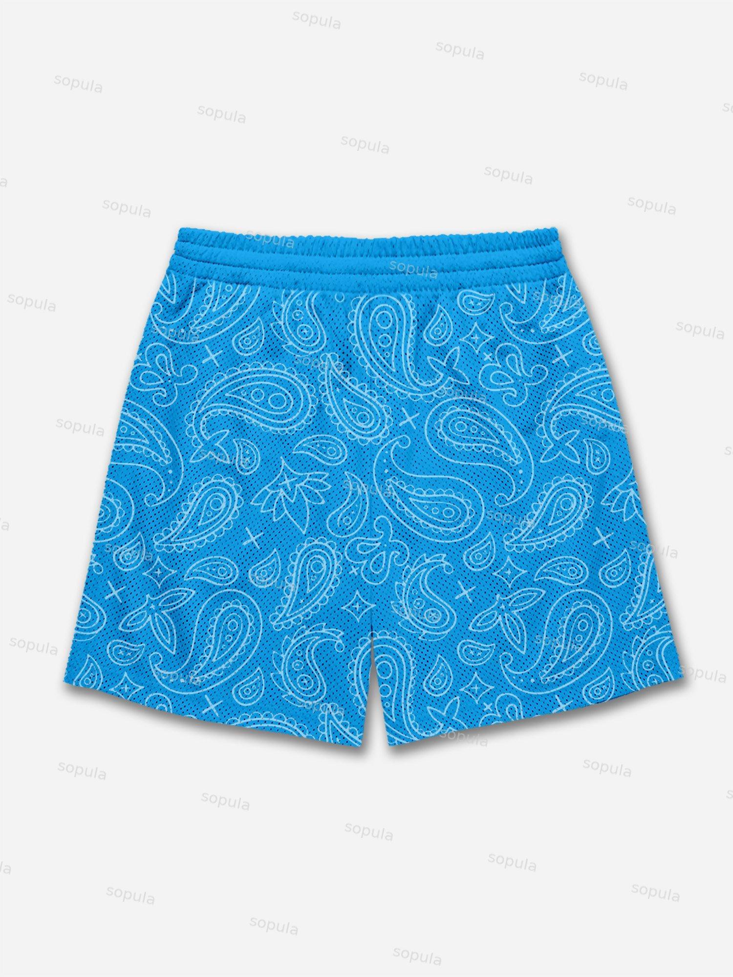 Ambition Skull Hand Cashew Flower Graphic Mesh Shorts Product Image